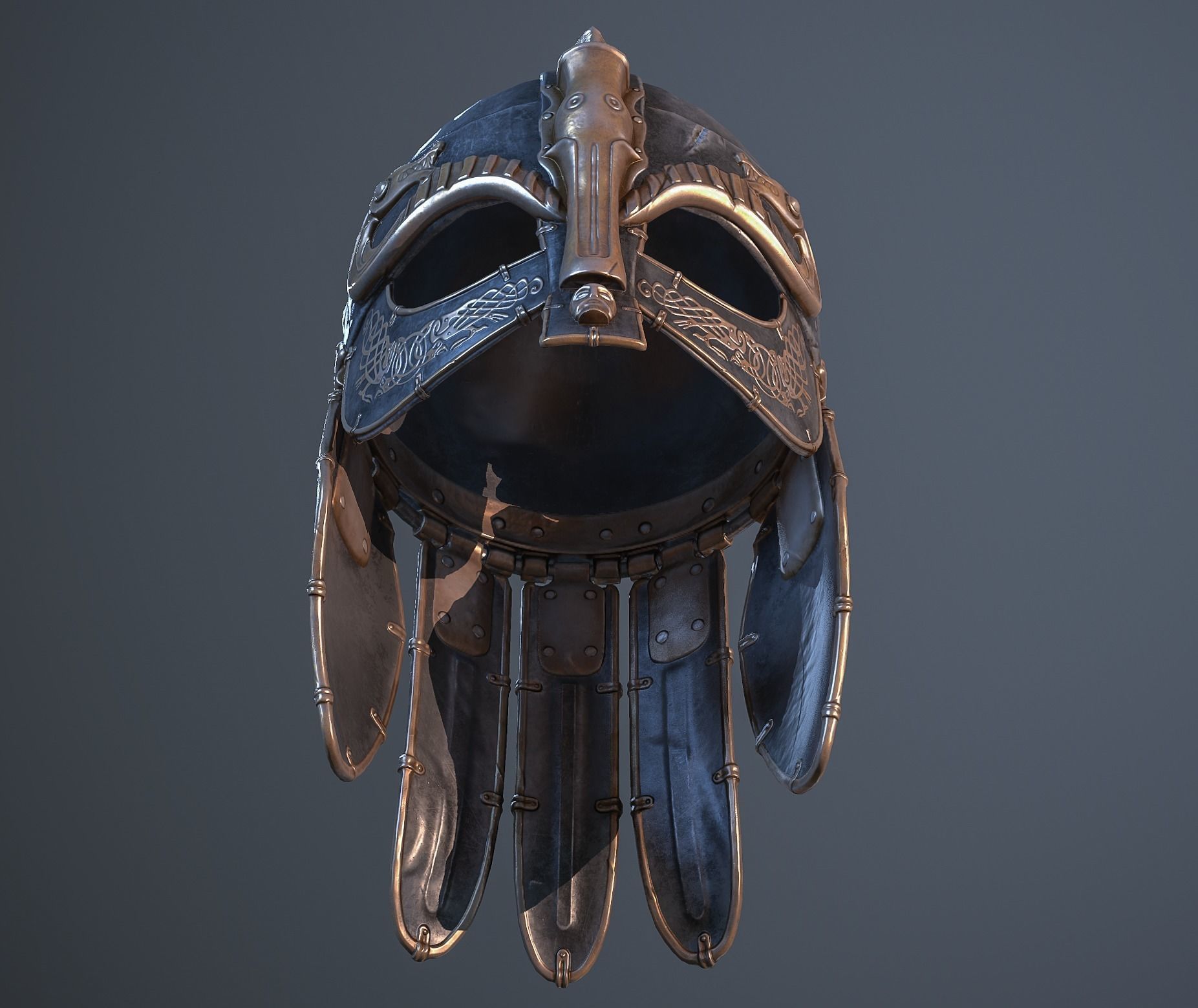 Viking helmet Low-poly 3D model_46