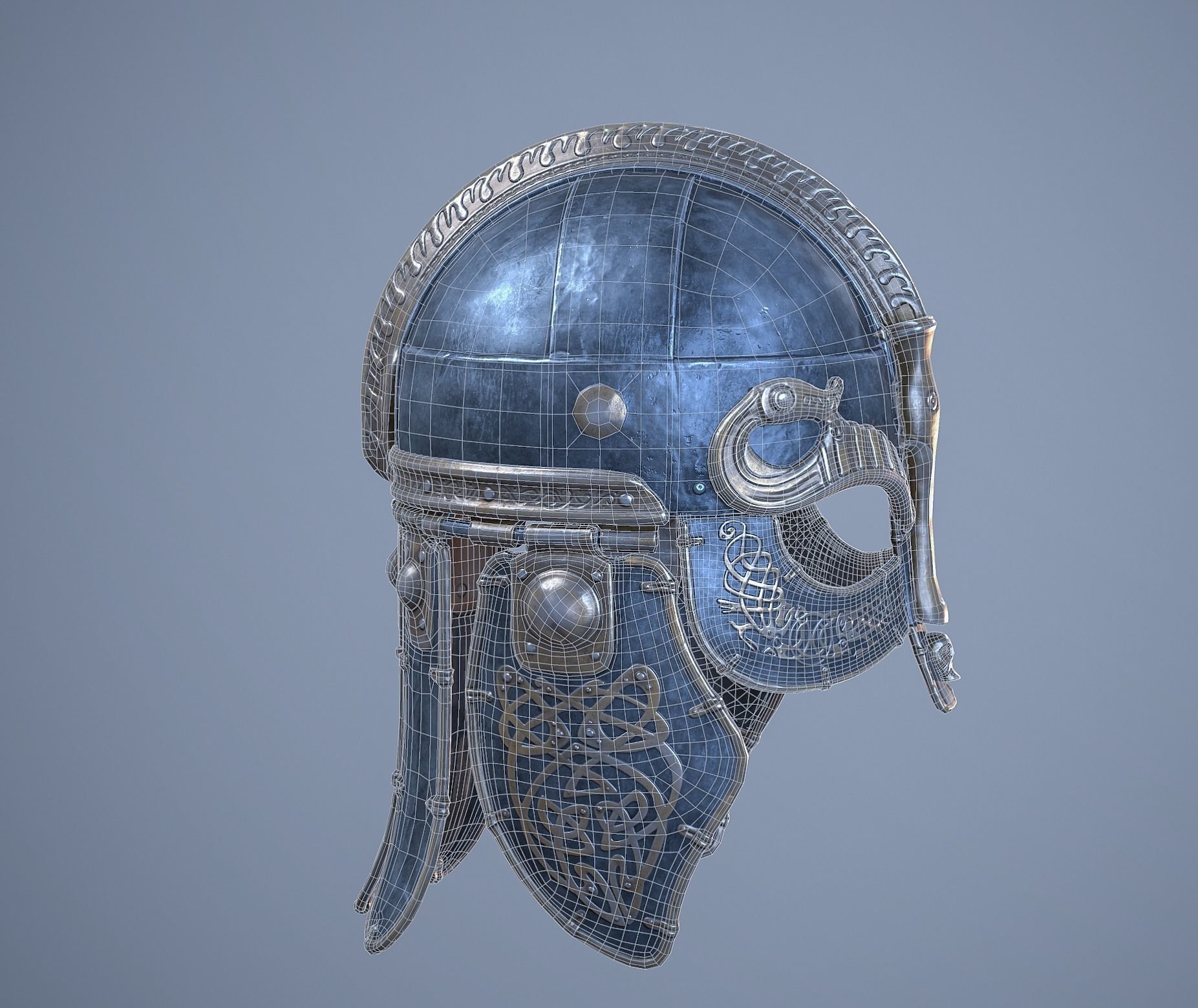 Viking helmet Low-poly 3D model_67
