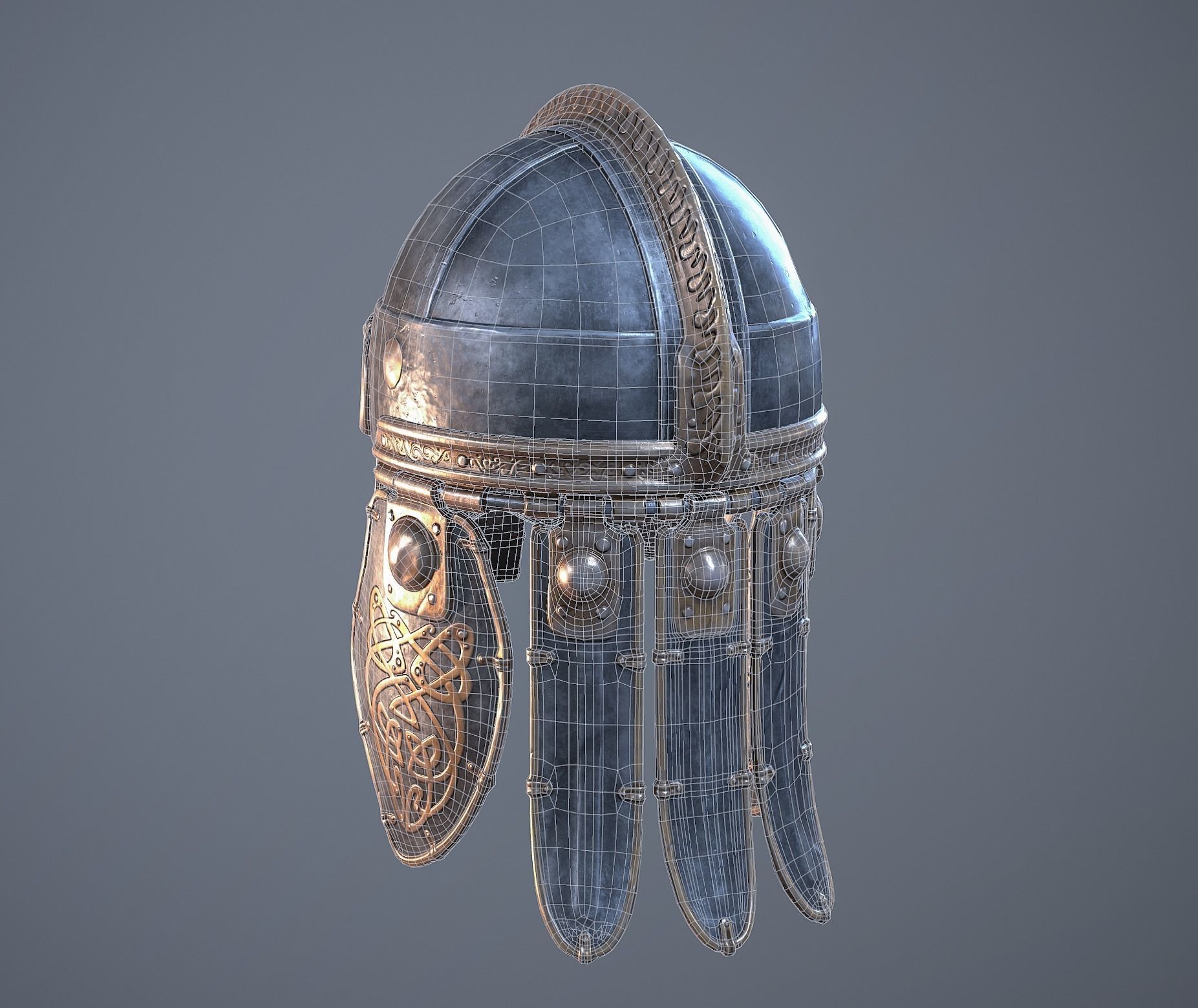 Viking helmet Low-poly 3D model_65