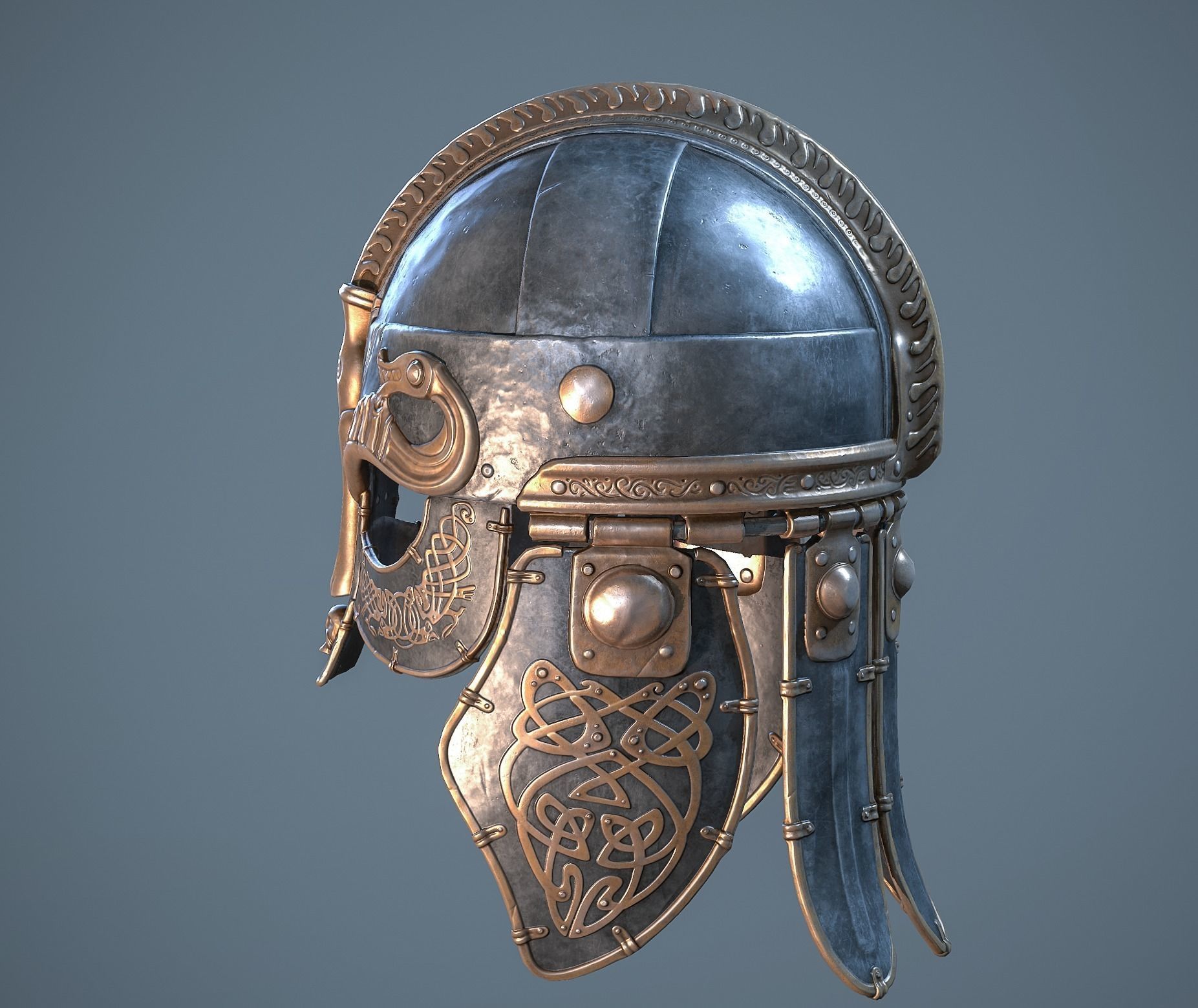 Viking helmet Low-poly 3D model_10
