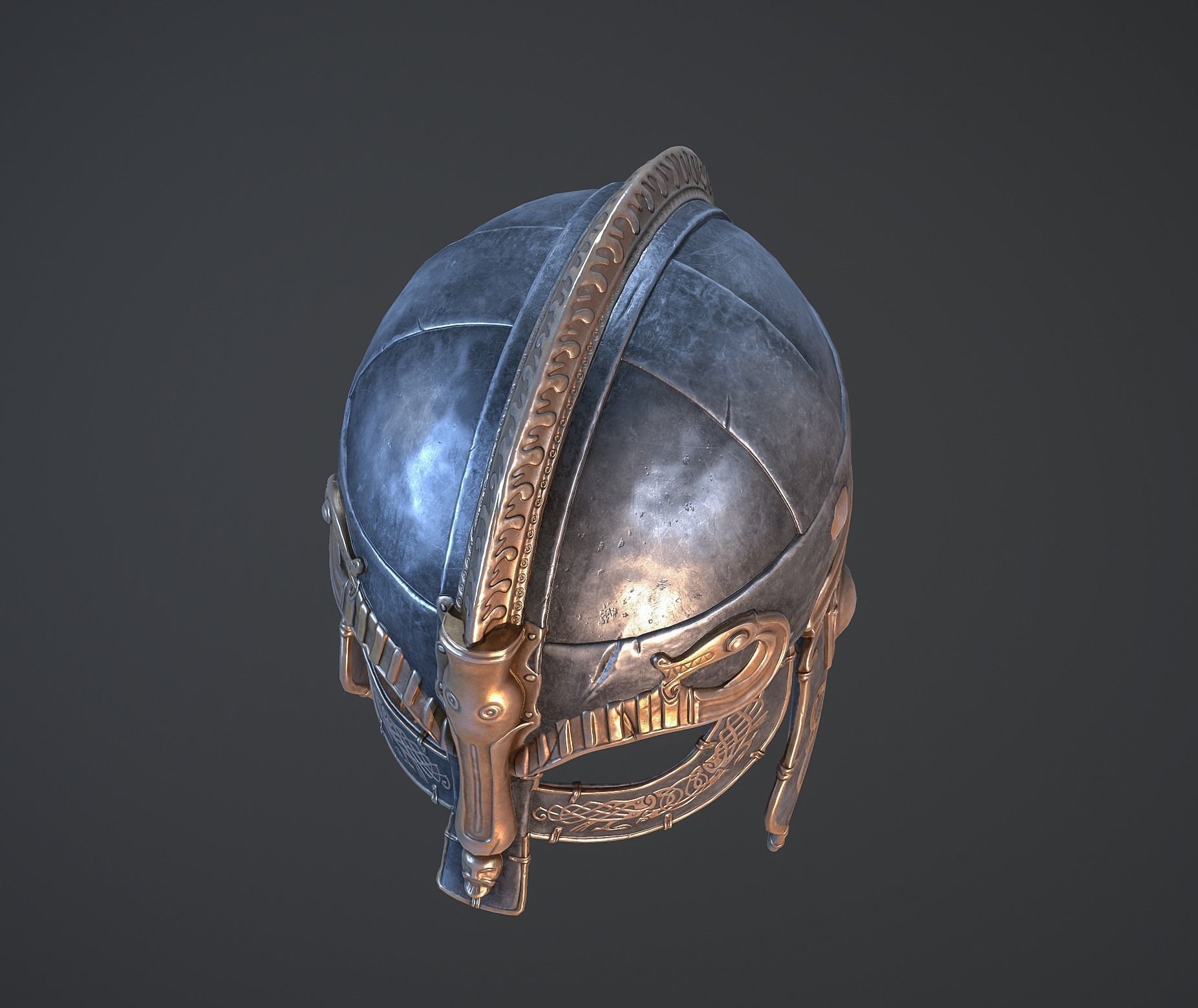Viking helmet Low-poly 3D model_30