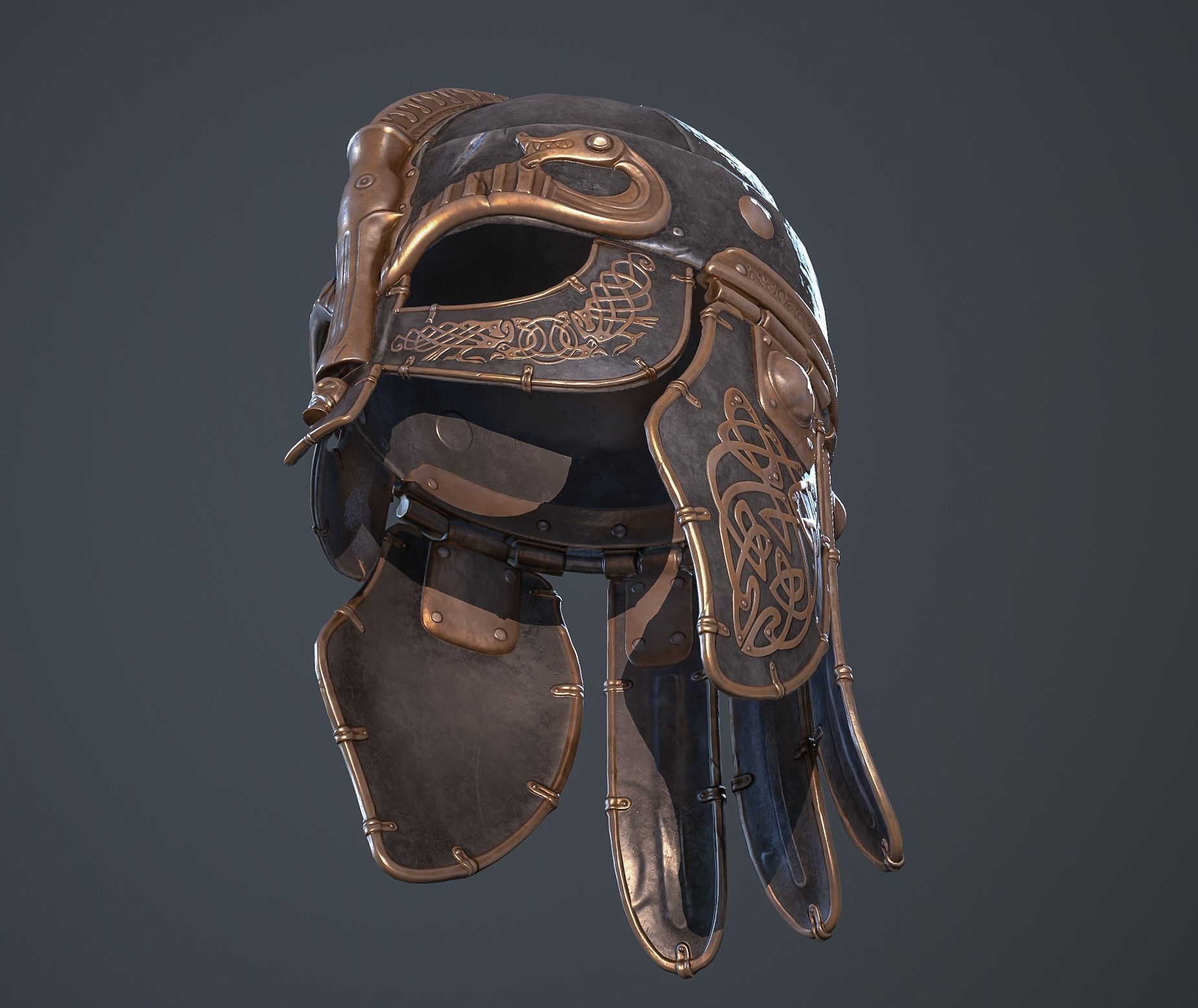Viking helmet Low-poly 3D model_48