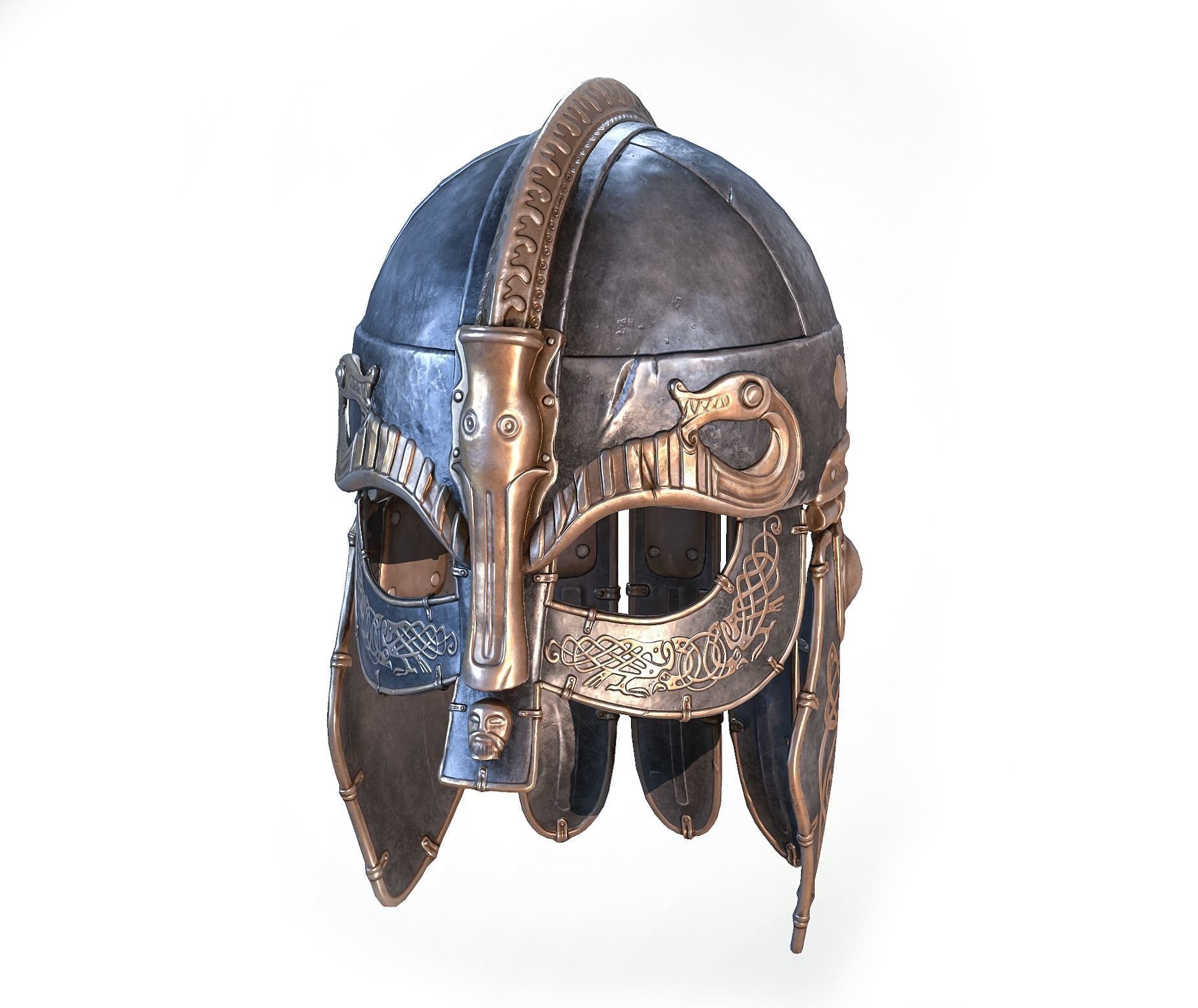 Viking helmet Low-poly 3D model_3
