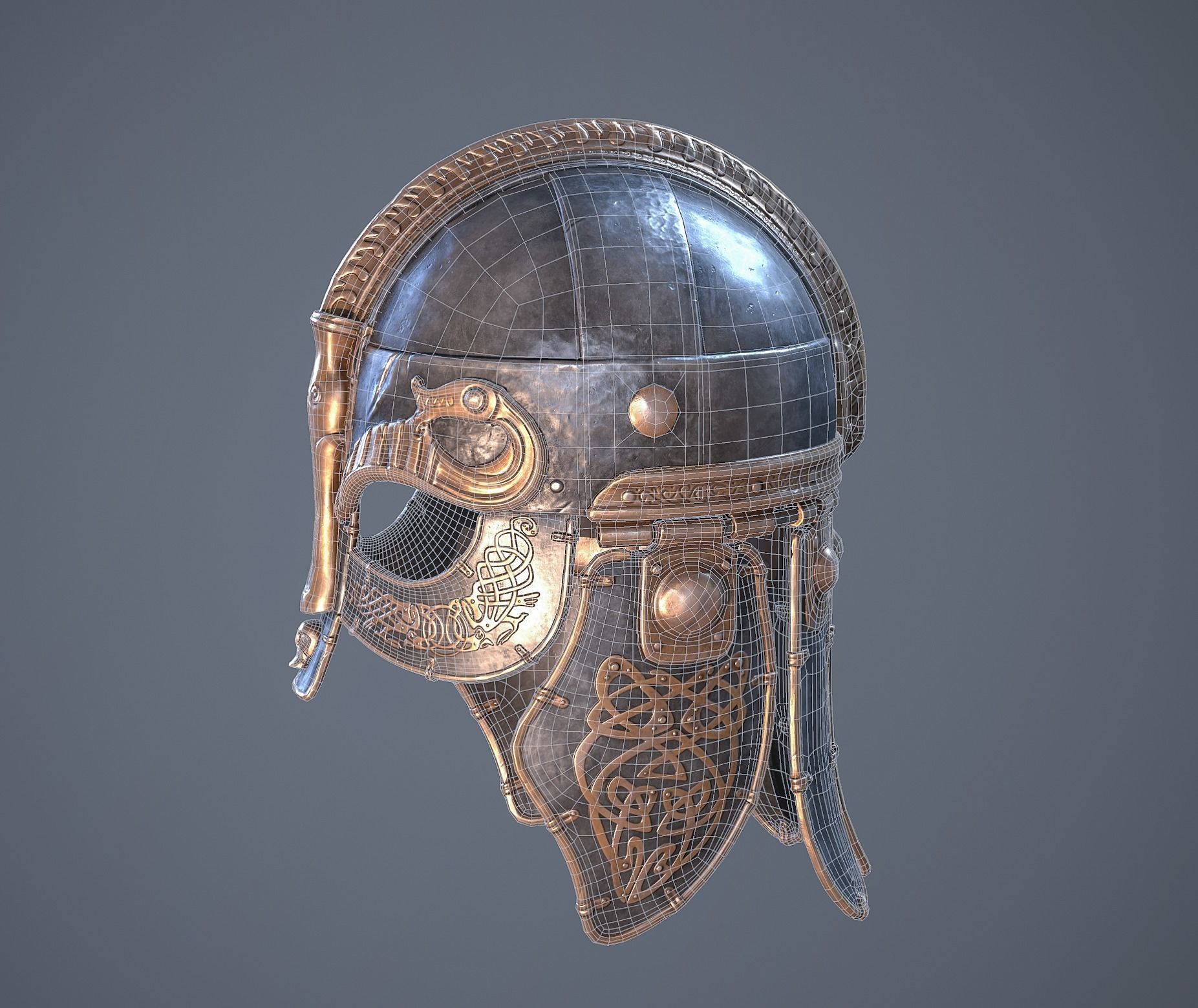Viking helmet Low-poly 3D model_64