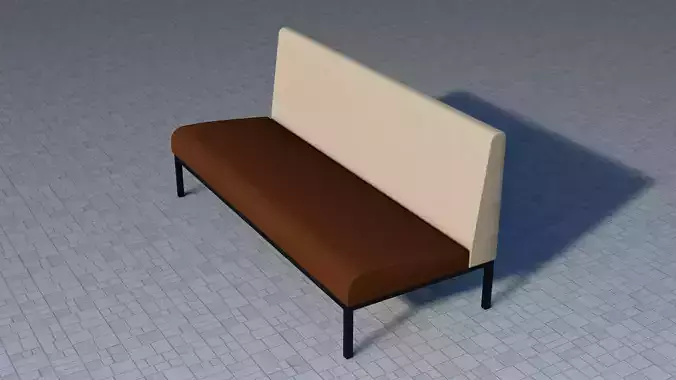 Low-Poly Sofa bench with seat and back
