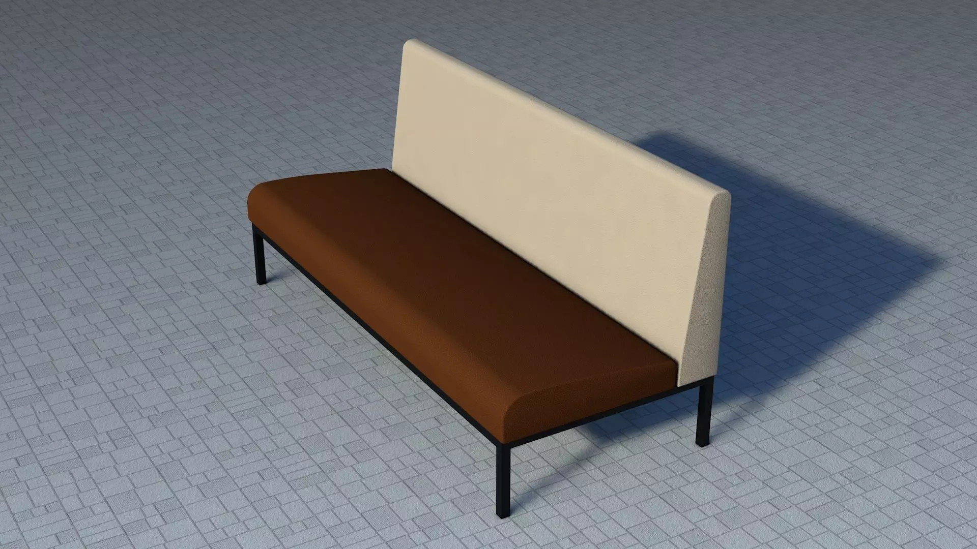 Low-Poly Sofa bench with seat and back Low-poly 3D model