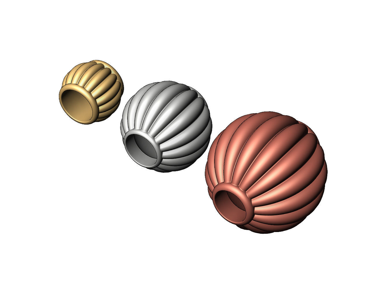 Corrugated Lantern Bead Balls and Charms