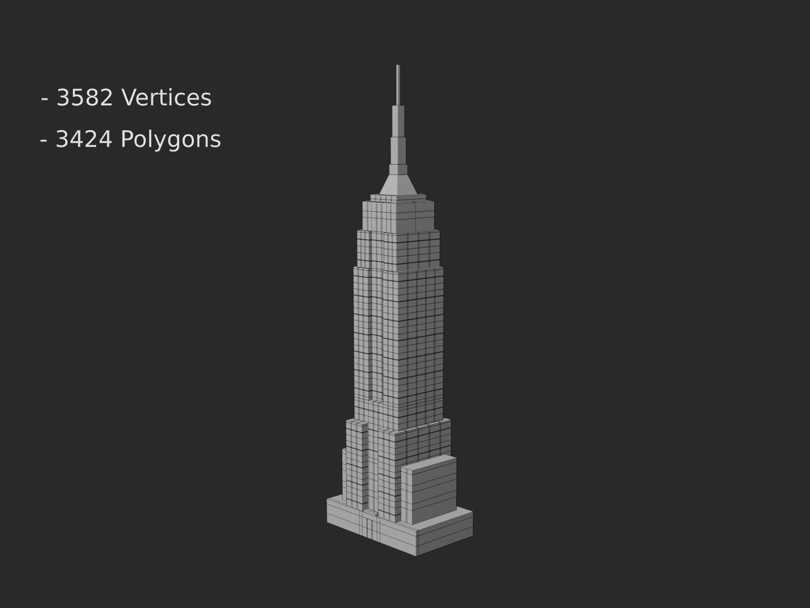 Skyscraper empire state building Free low-poly 3D model_1