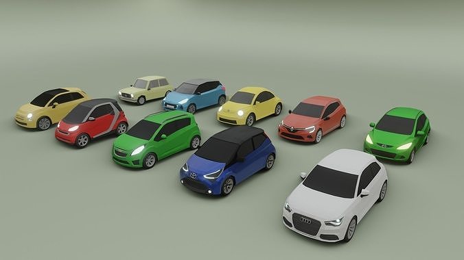 low-poly mini cars pack - 10 cars Low-poly 3D model