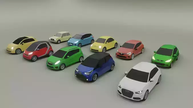 low-poly mini cars pack - 10 cars
