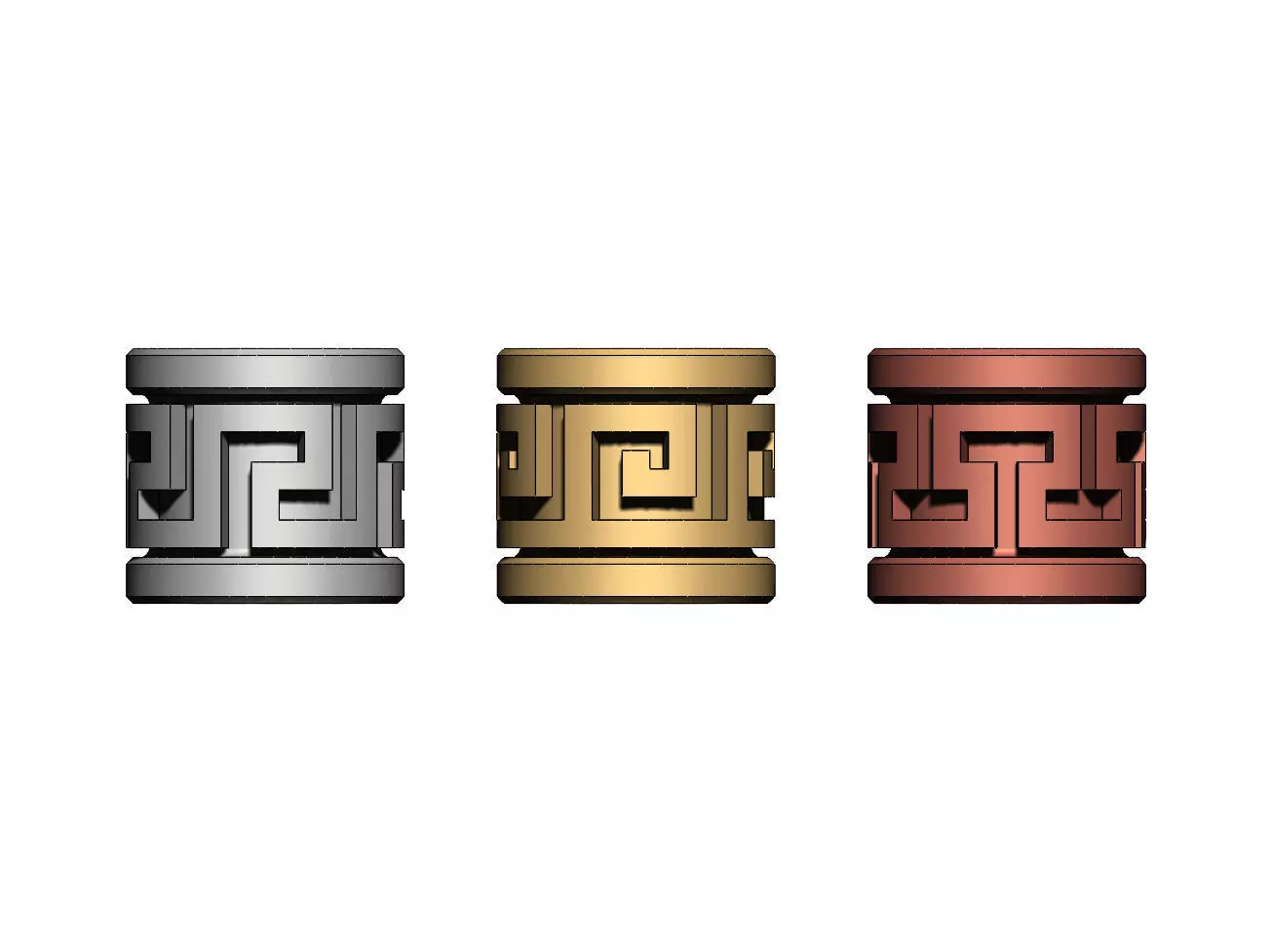 Greek key Tube Beads and Charms  3D print model_0