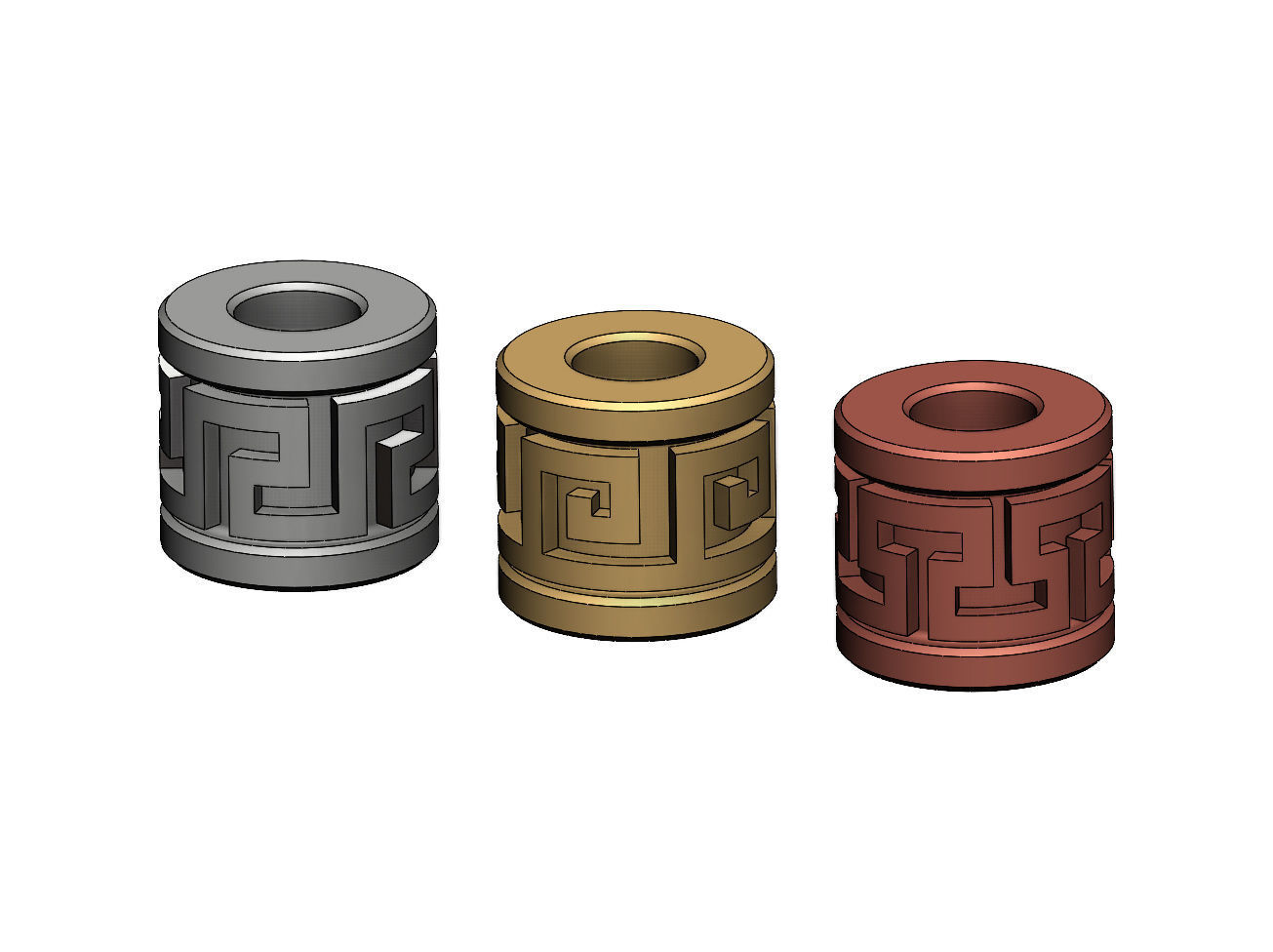 Greek key Tube Beads and Charms  3D print model_1