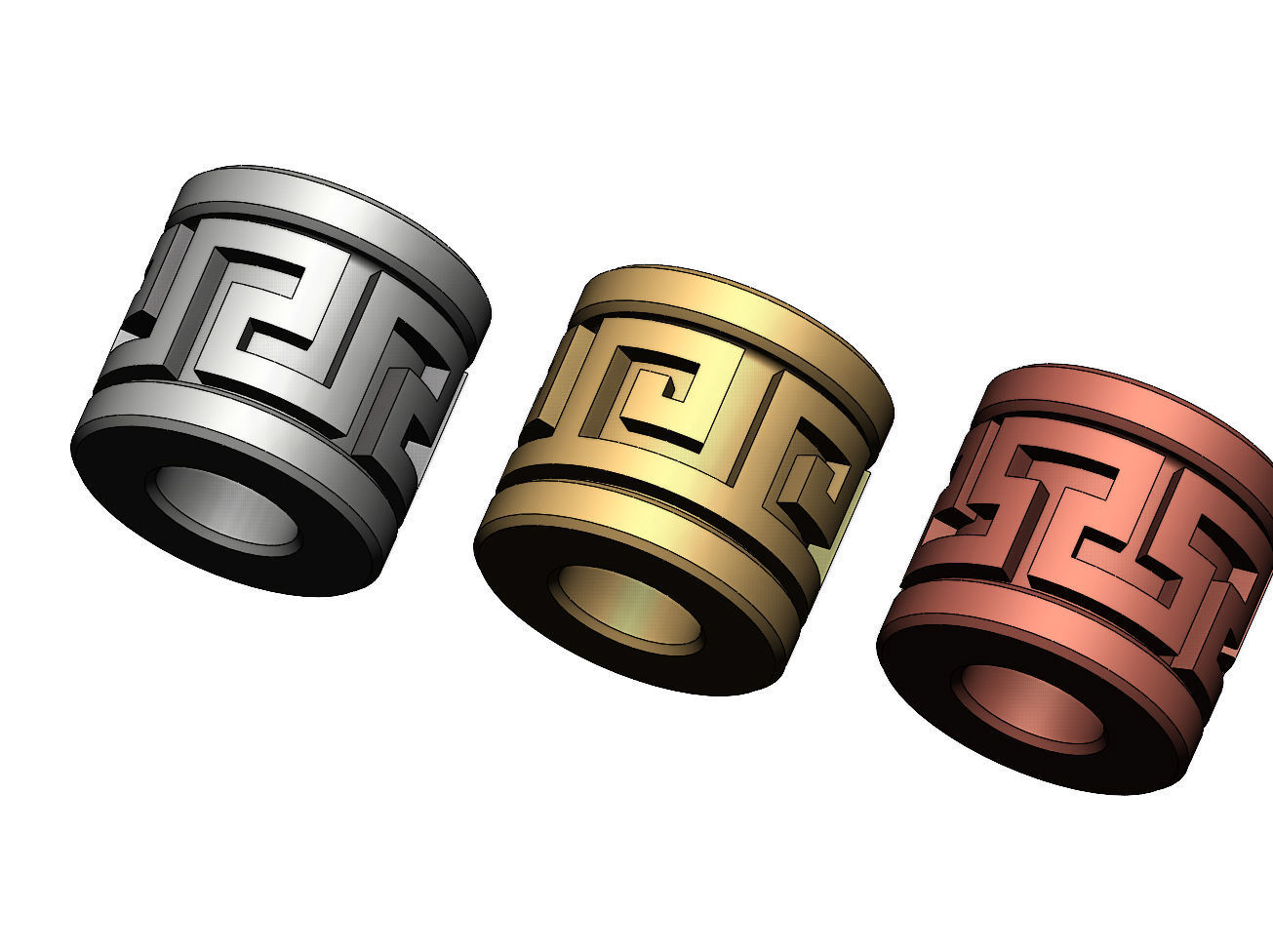 Greek key Tube Beads and Charms  3D print model_11