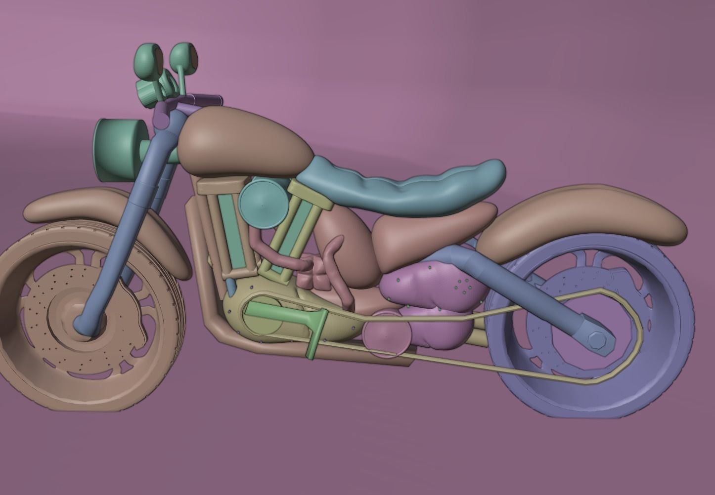 Motorcycle harley-davidson chopper Low-poly 3D model_12