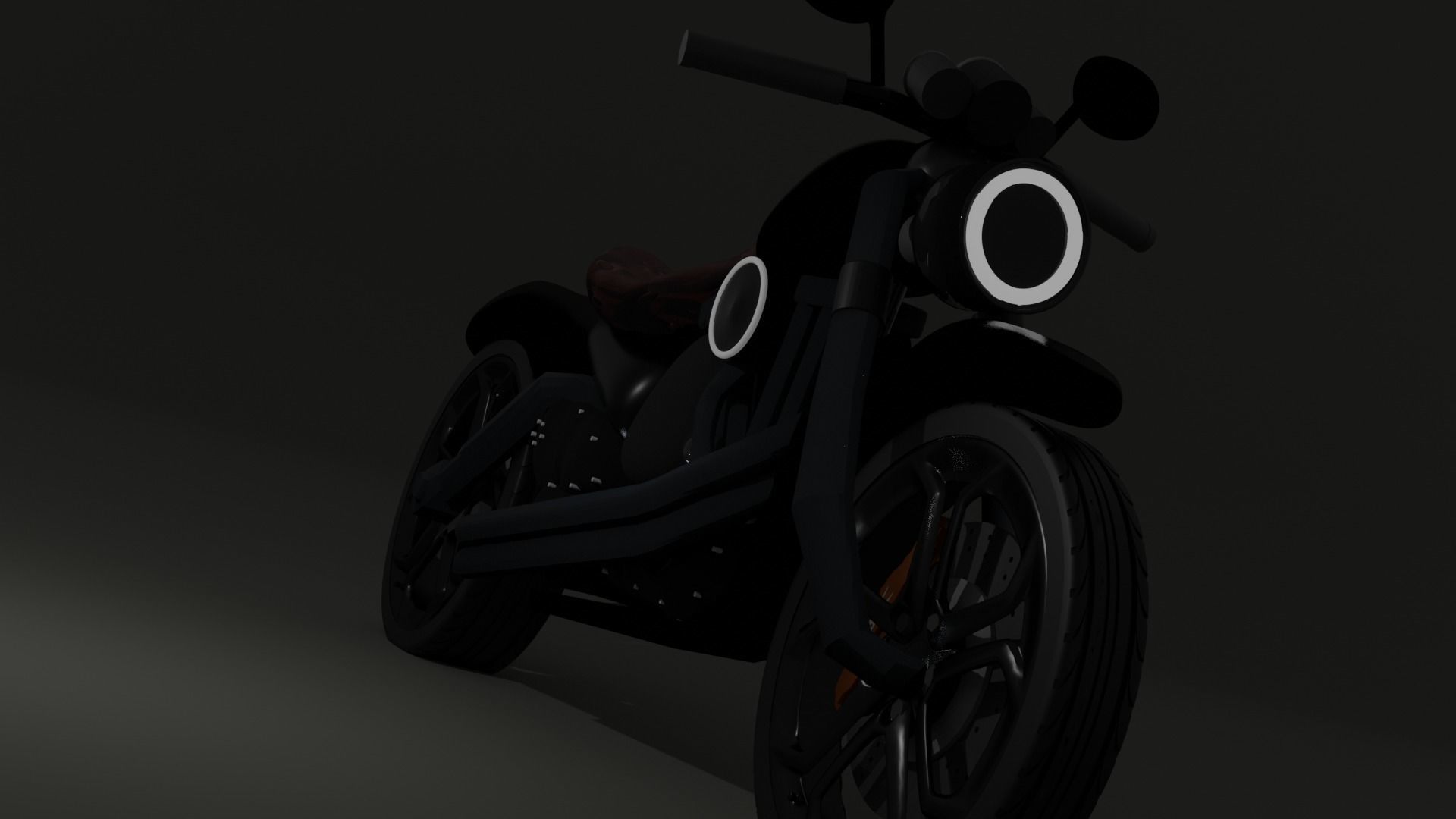 Motorcycle harley-davidson chopper Low-poly 3D model_3