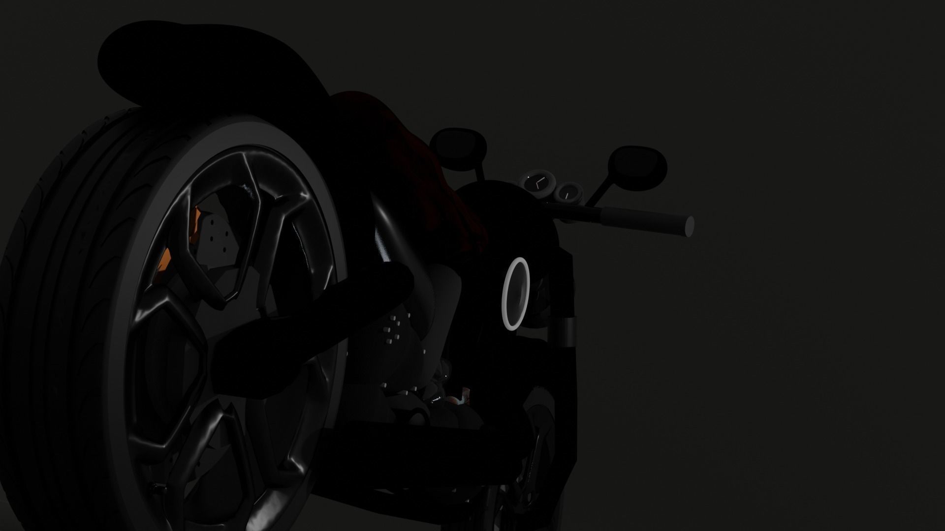 Motorcycle harley-davidson chopper Low-poly 3D model_2