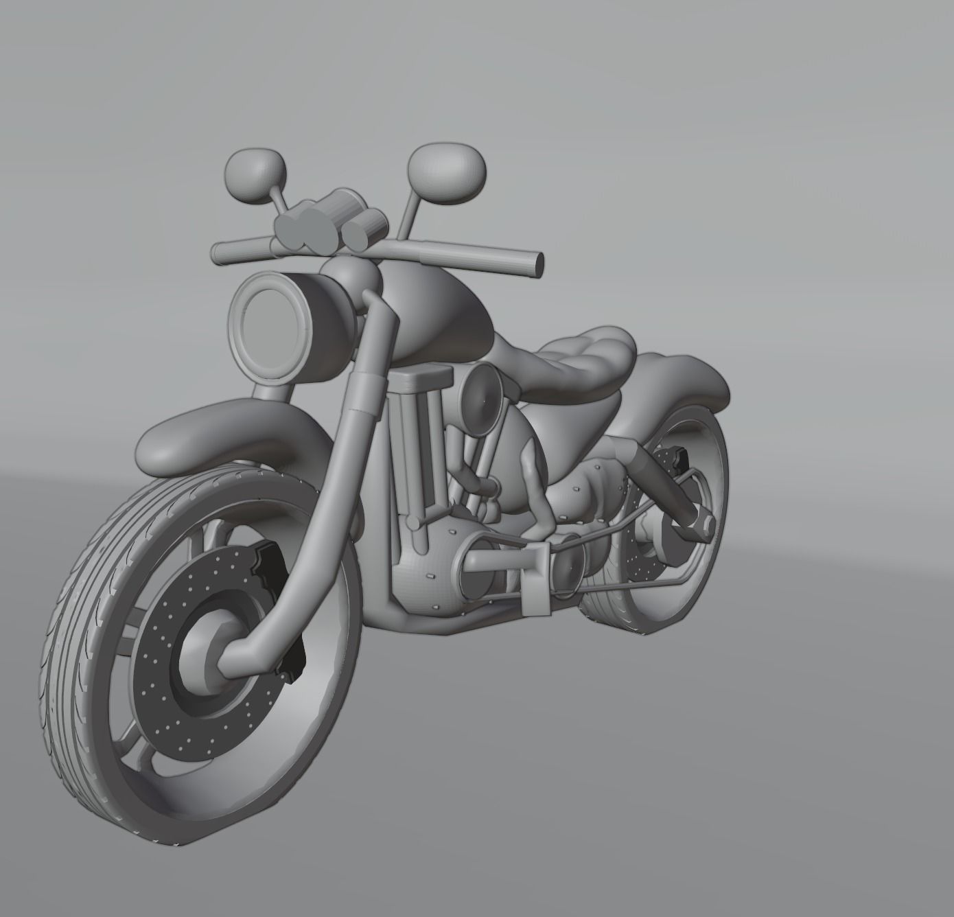 Motorcycle harley-davidson chopper Low-poly 3D model_8
