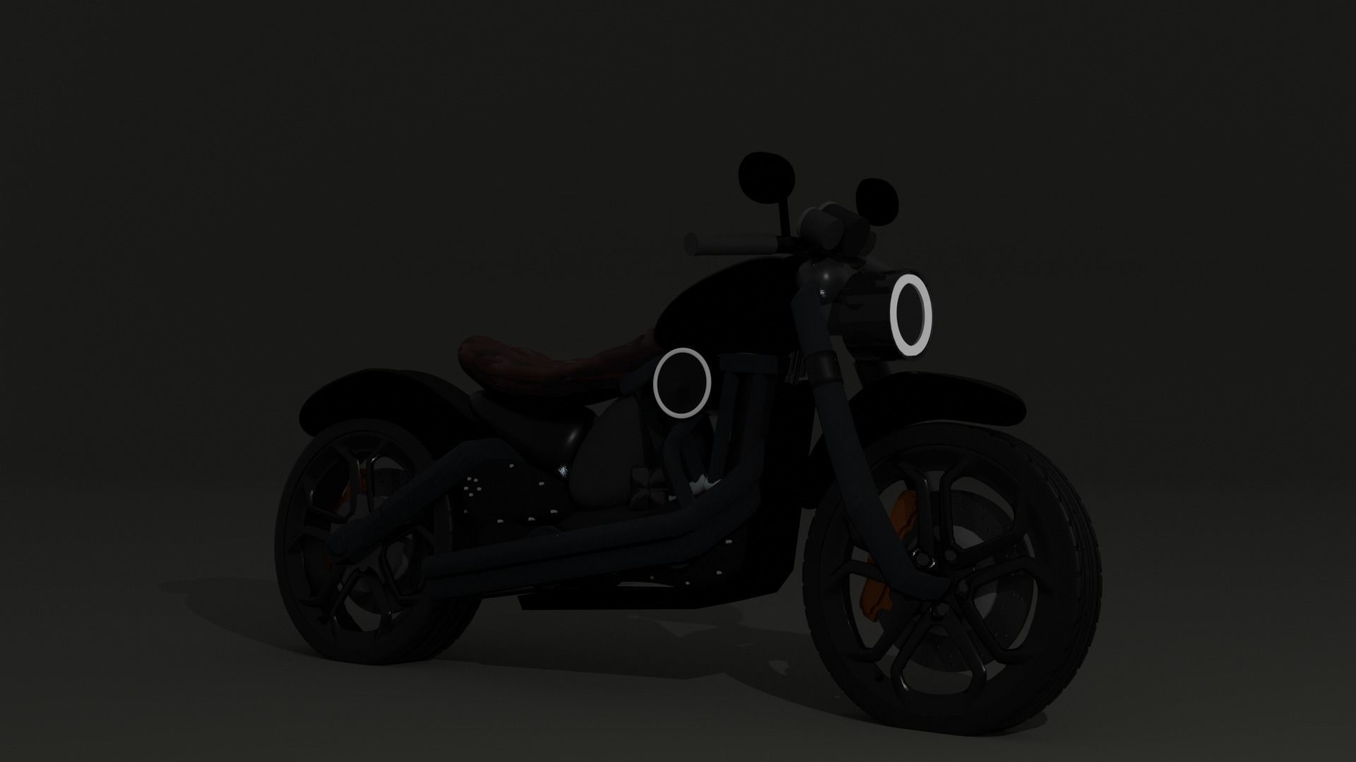 Motorcycle harley-davidson chopper Low-poly 3D model_4