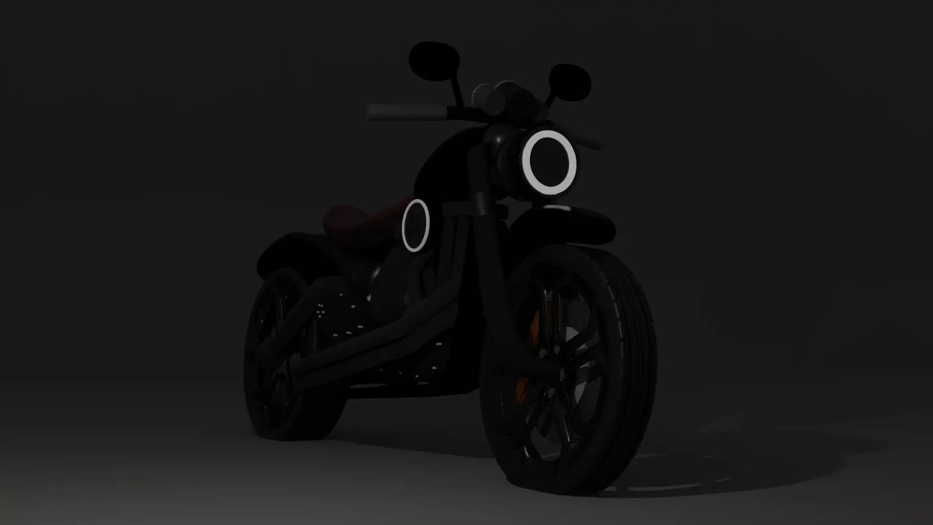 Motorcycle harley-davidson chopper Low-poly 3D model_0
