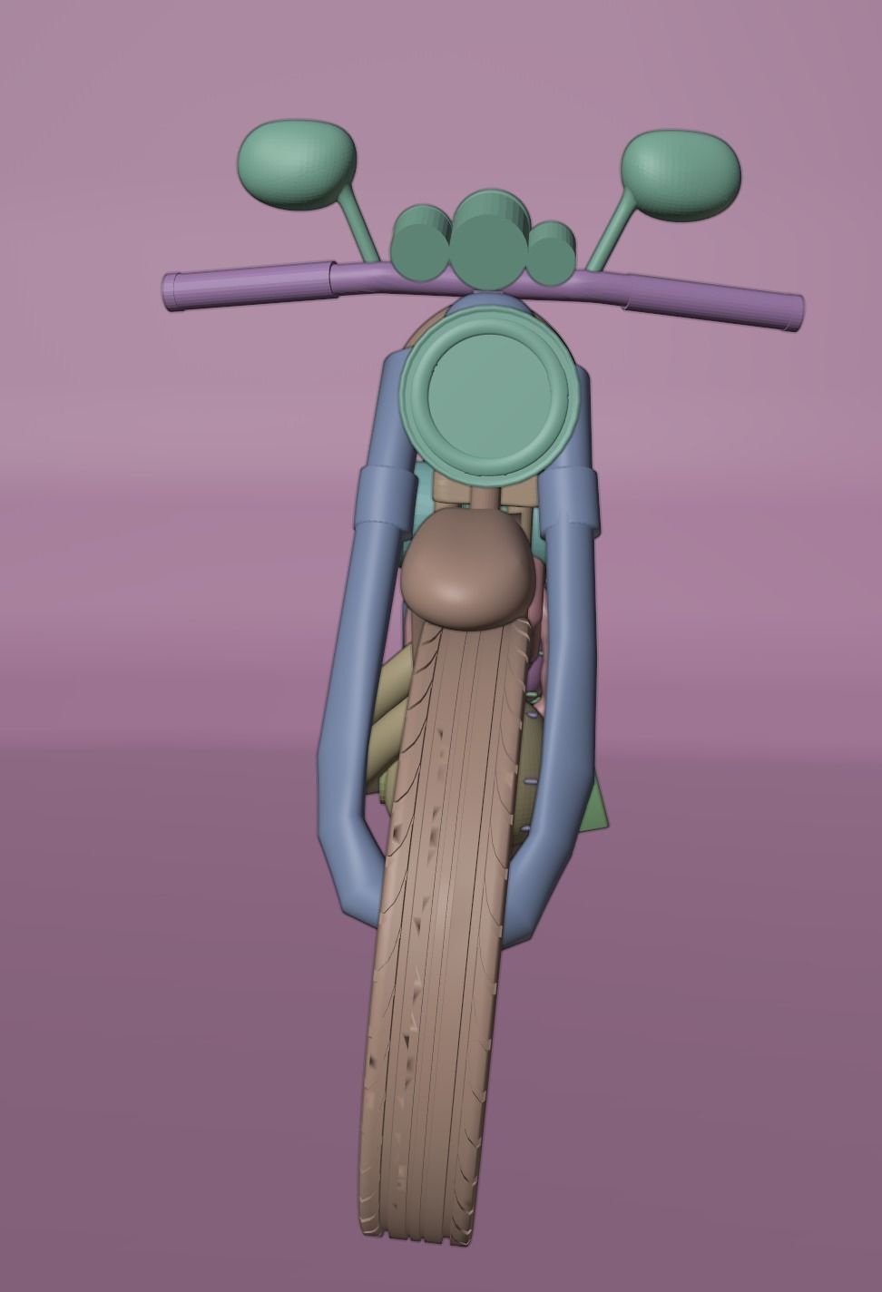 Motorcycle harley-davidson chopper Low-poly 3D model_7