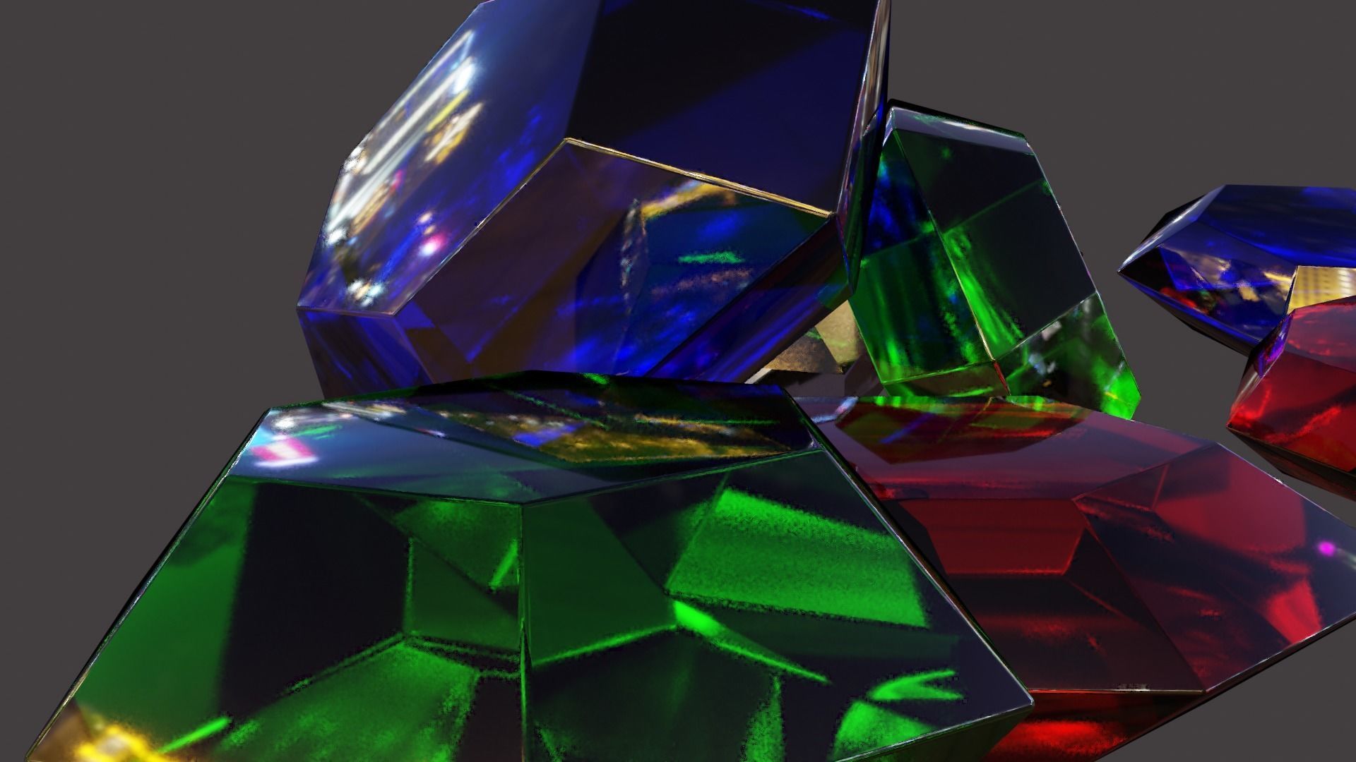 Gems and Crystals Low-poly 3D model_2