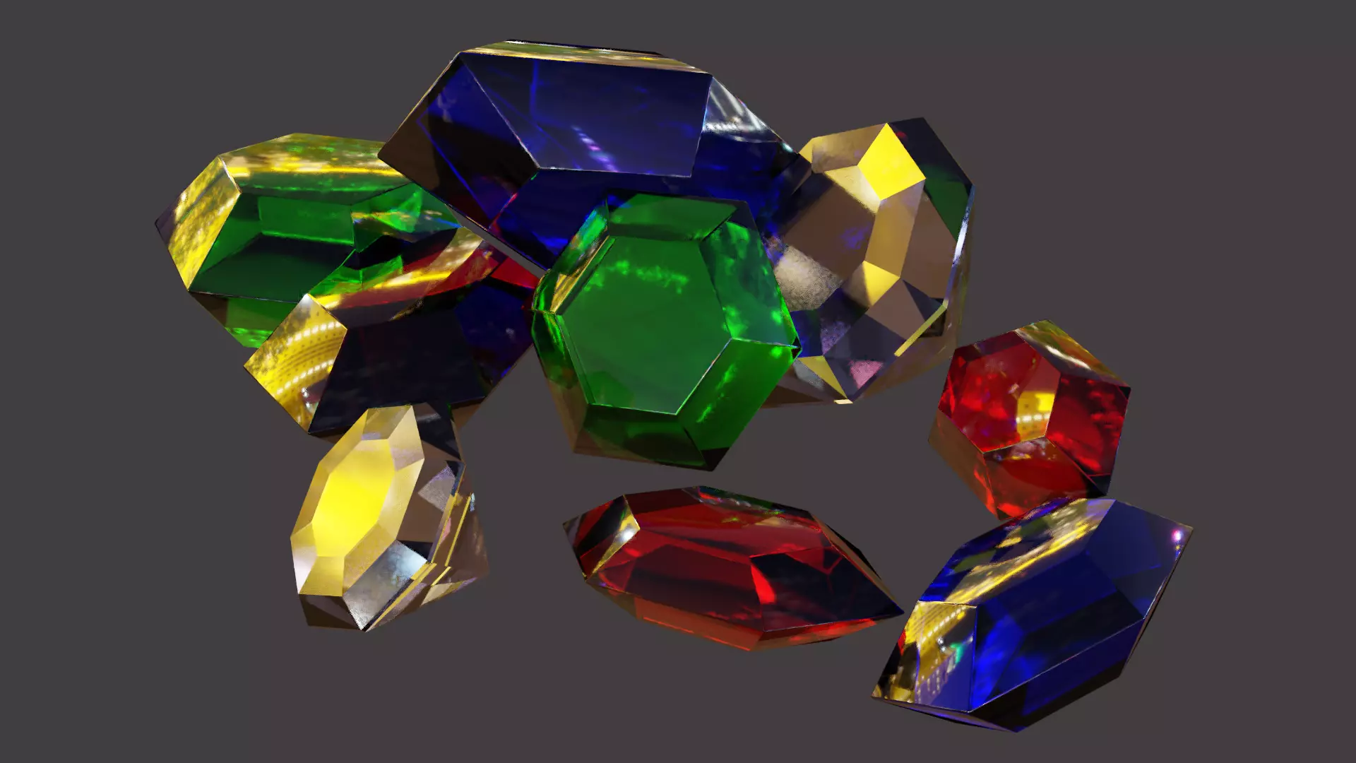 Gems and Crystals Low-poly 3D model_0