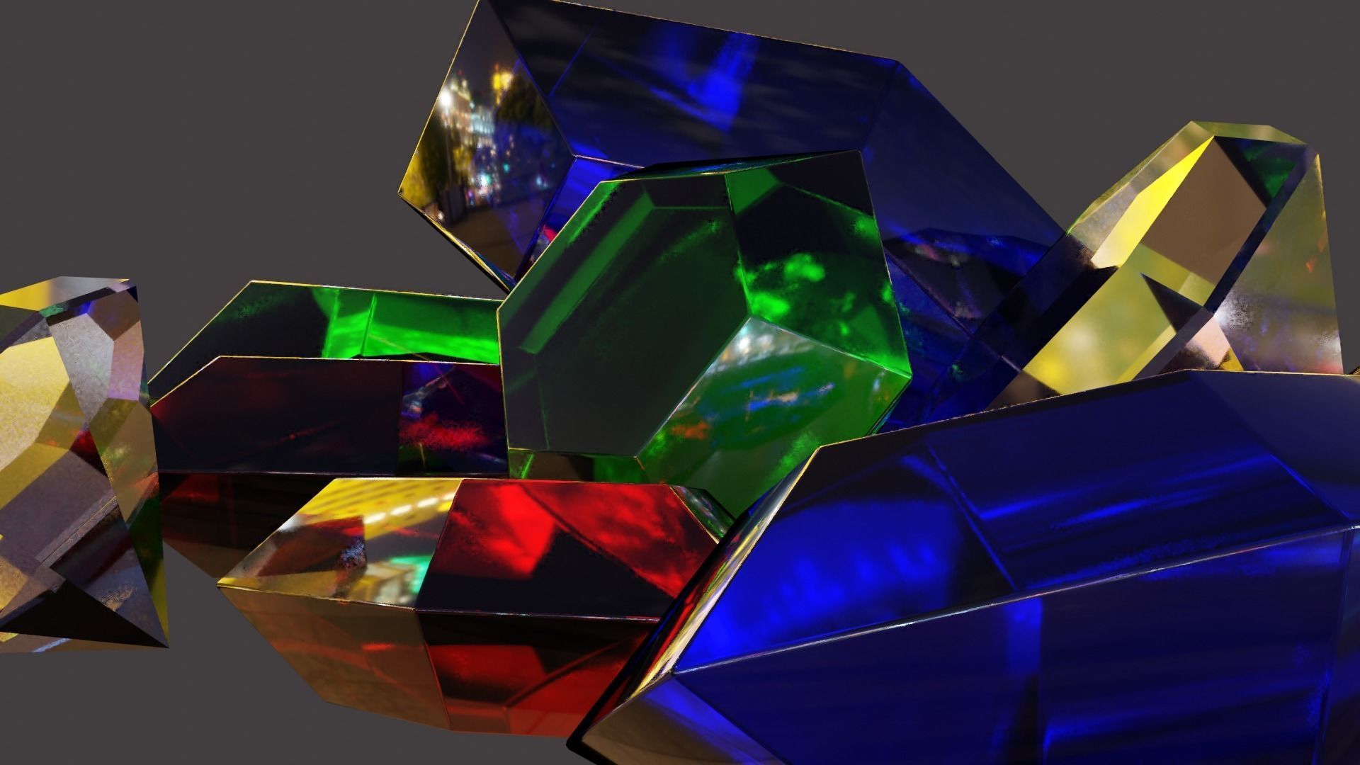 Gems and Crystals Low-poly 3D model_1