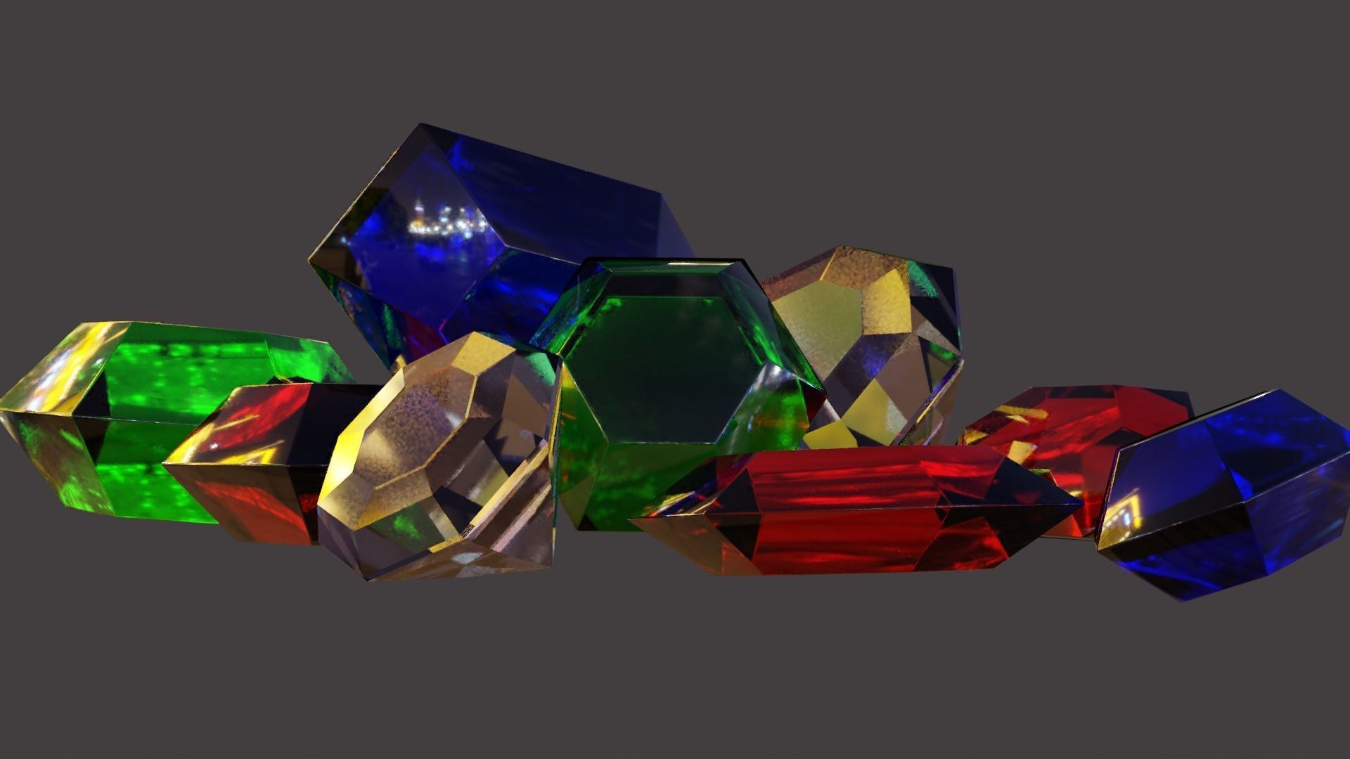 Gems and Crystals Low-poly 3D model_3