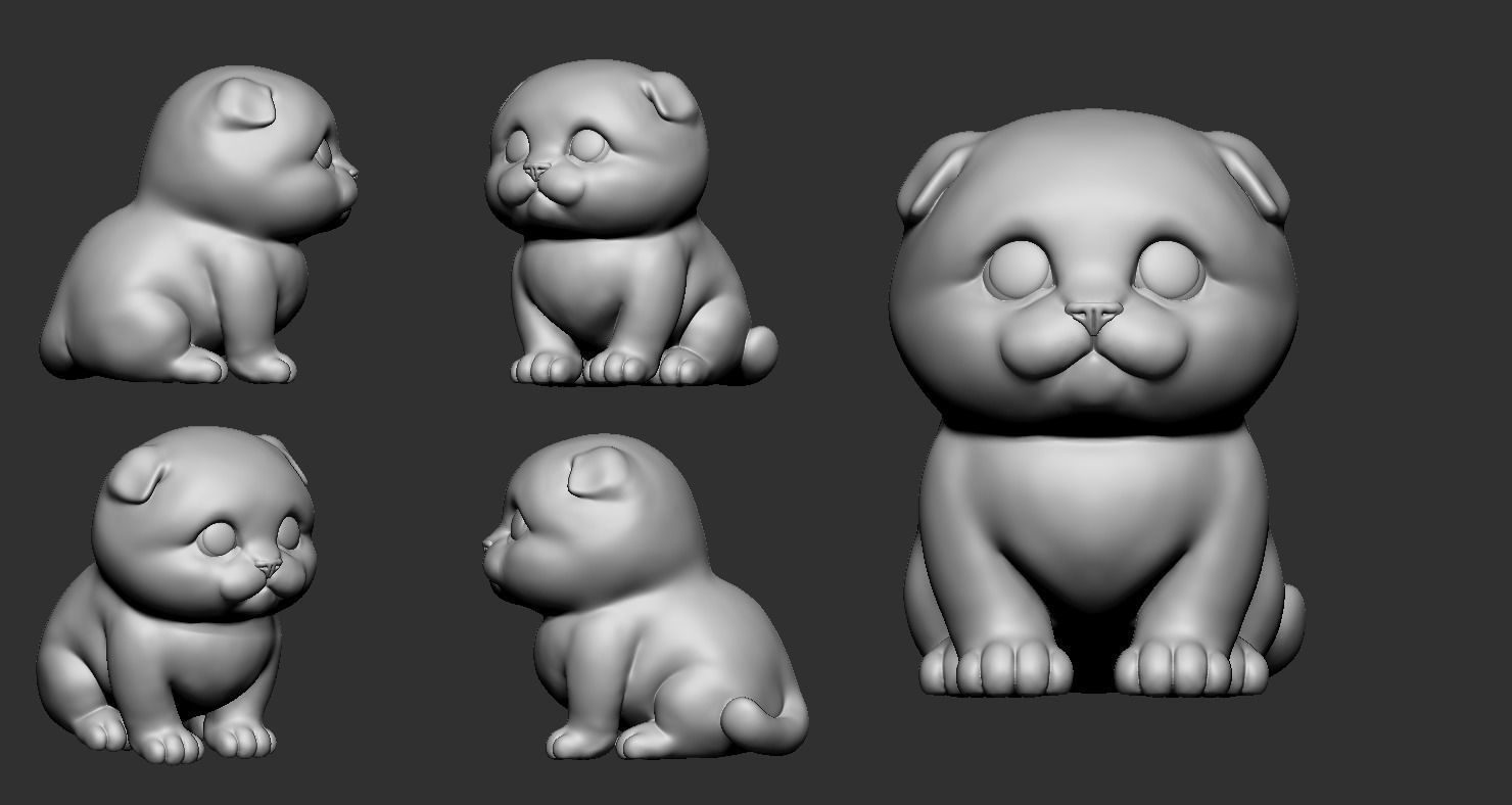 Cute Scottish Fold Kitten STL 3D print model_3