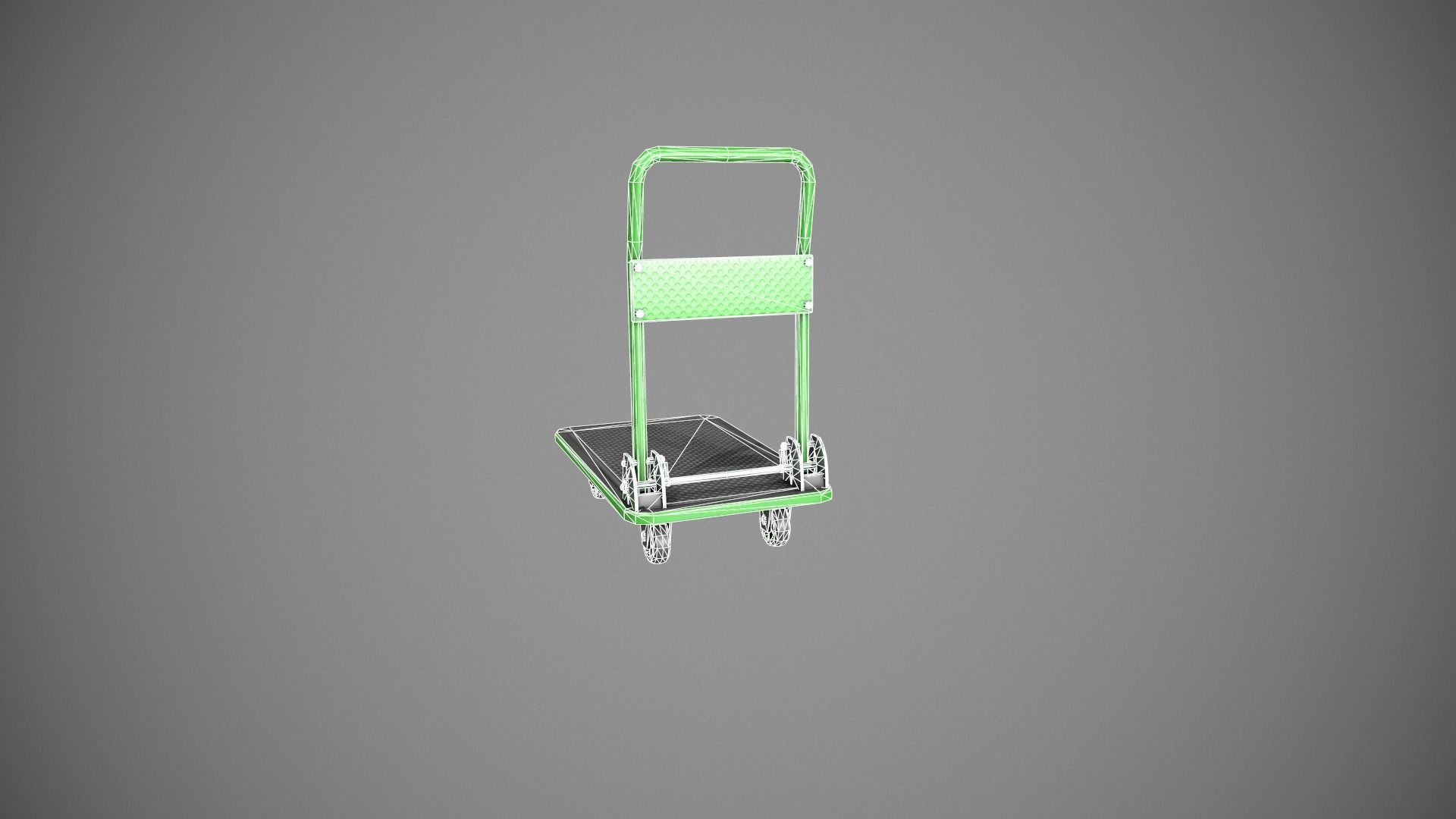 Folding Platform Truck Trolley - Green Low-poly 3D model_18