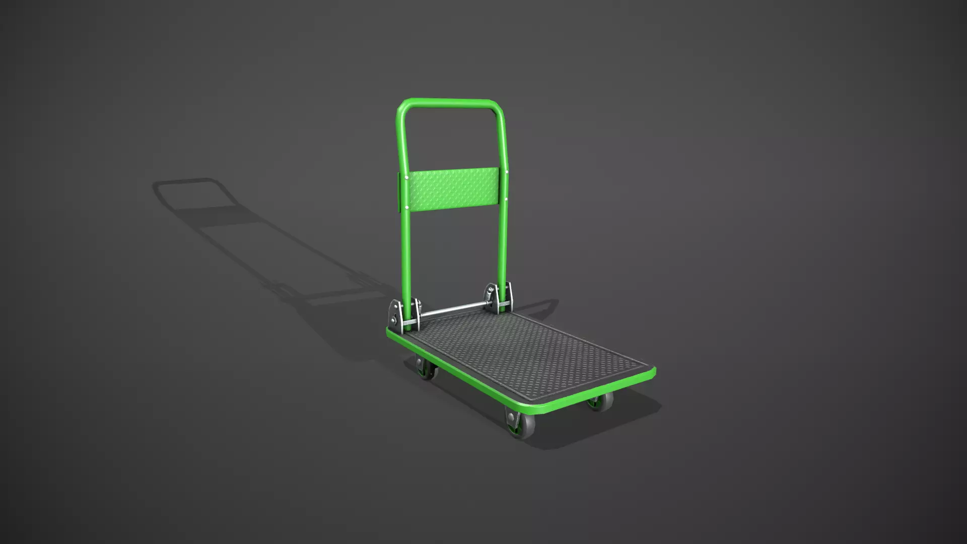 Folding Platform Truck Trolley - Green Low-poly 3D model_0