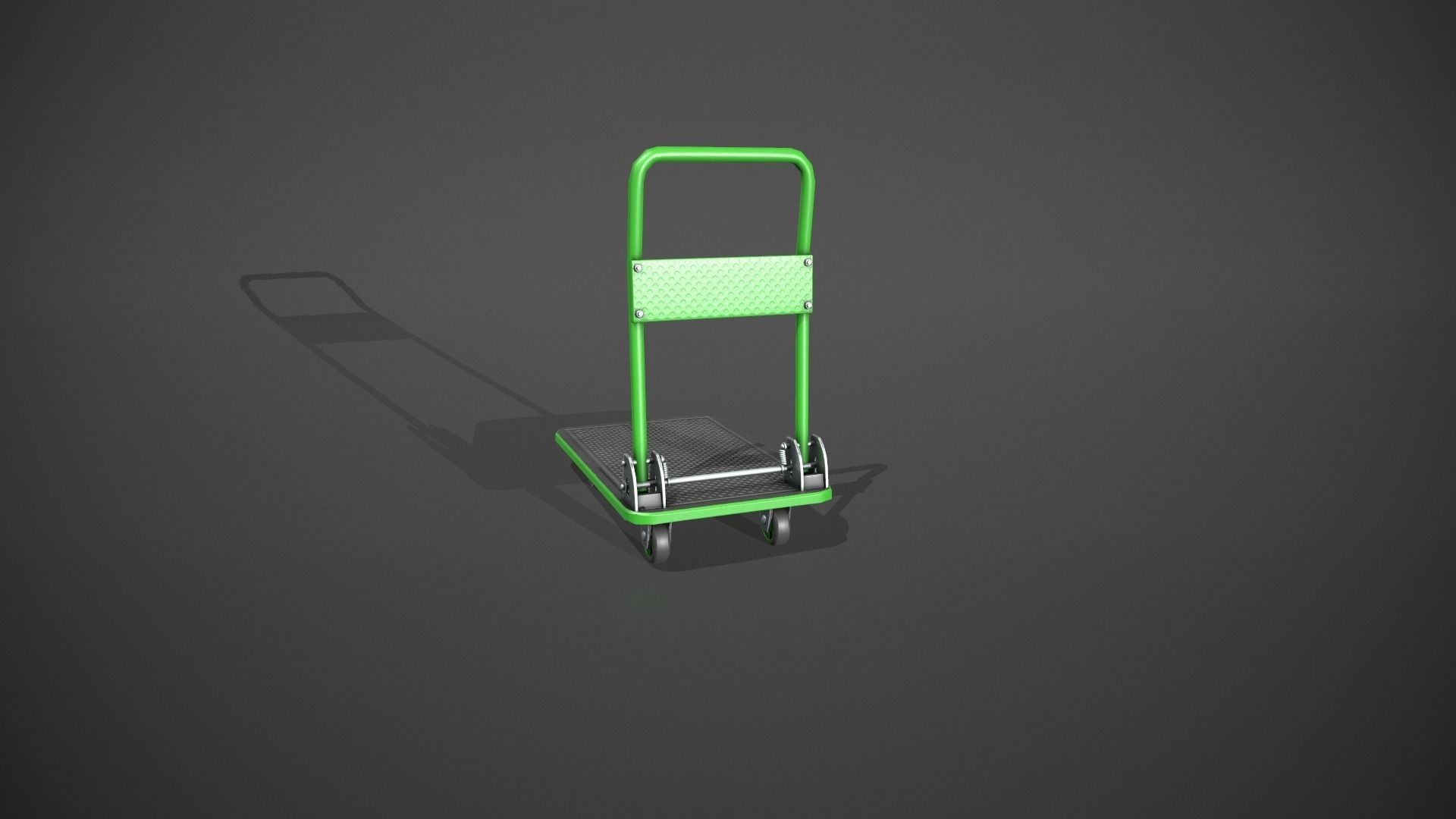Folding Platform Truck Trolley - Green Low-poly 3D model_6