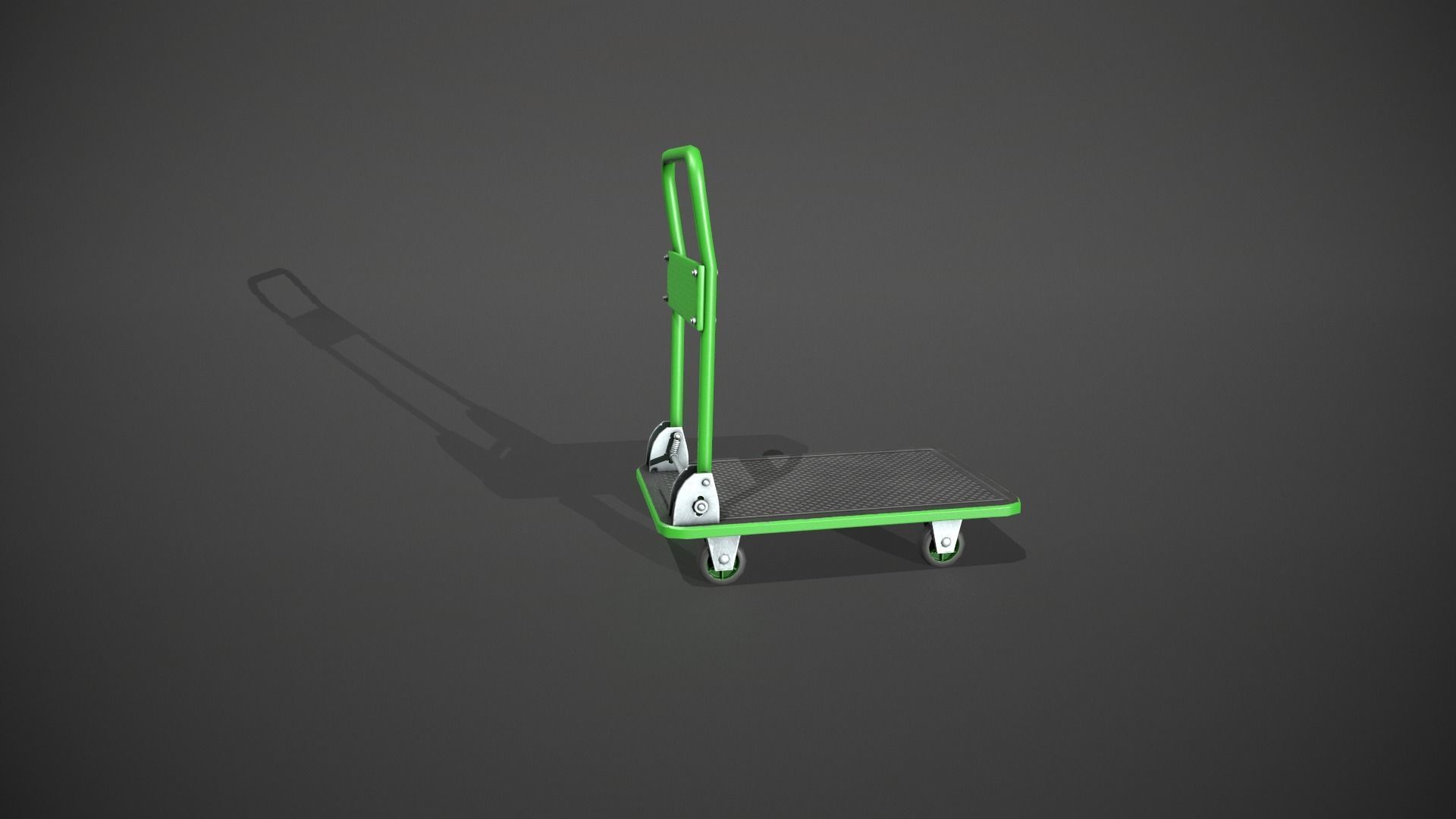 Folding Platform Truck Trolley - Green Low-poly 3D model_3
