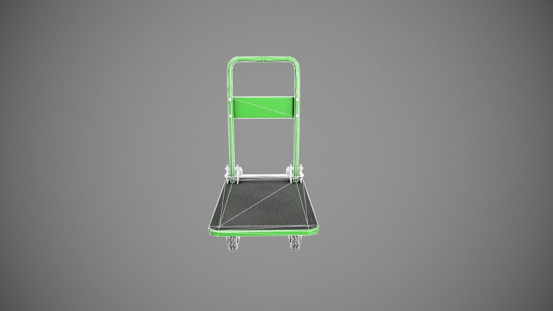 Folding Platform Truck Trolley - Green Low-poly 3D model_12