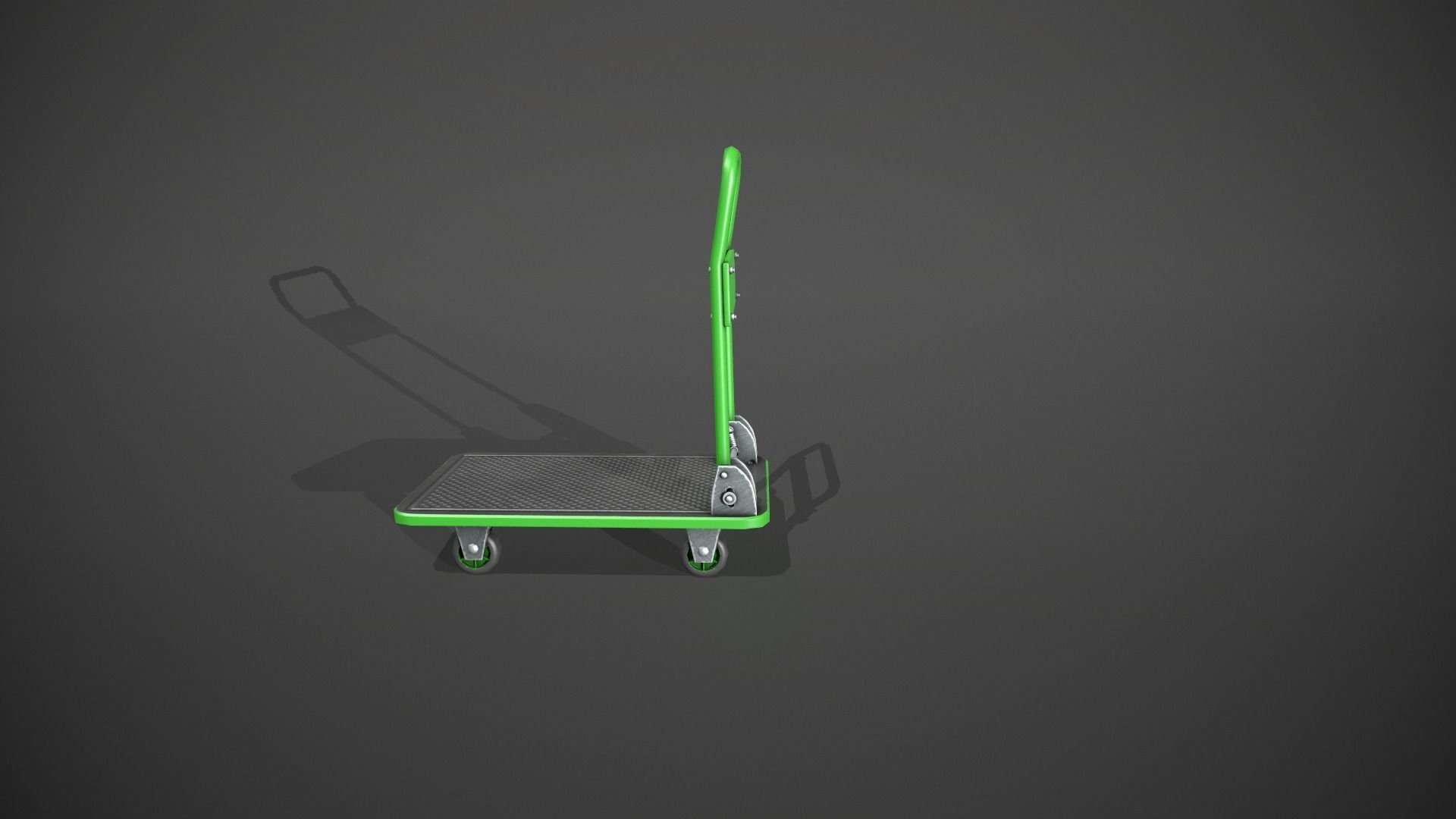 Folding Platform Truck Trolley - Green Low-poly 3D model_8