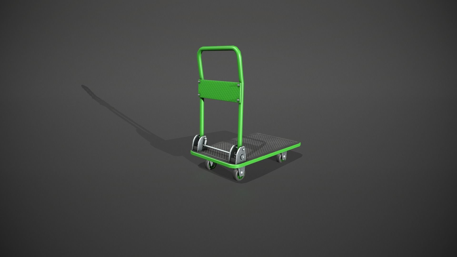 Folding Platform Truck Trolley - Green Low-poly 3D model_4