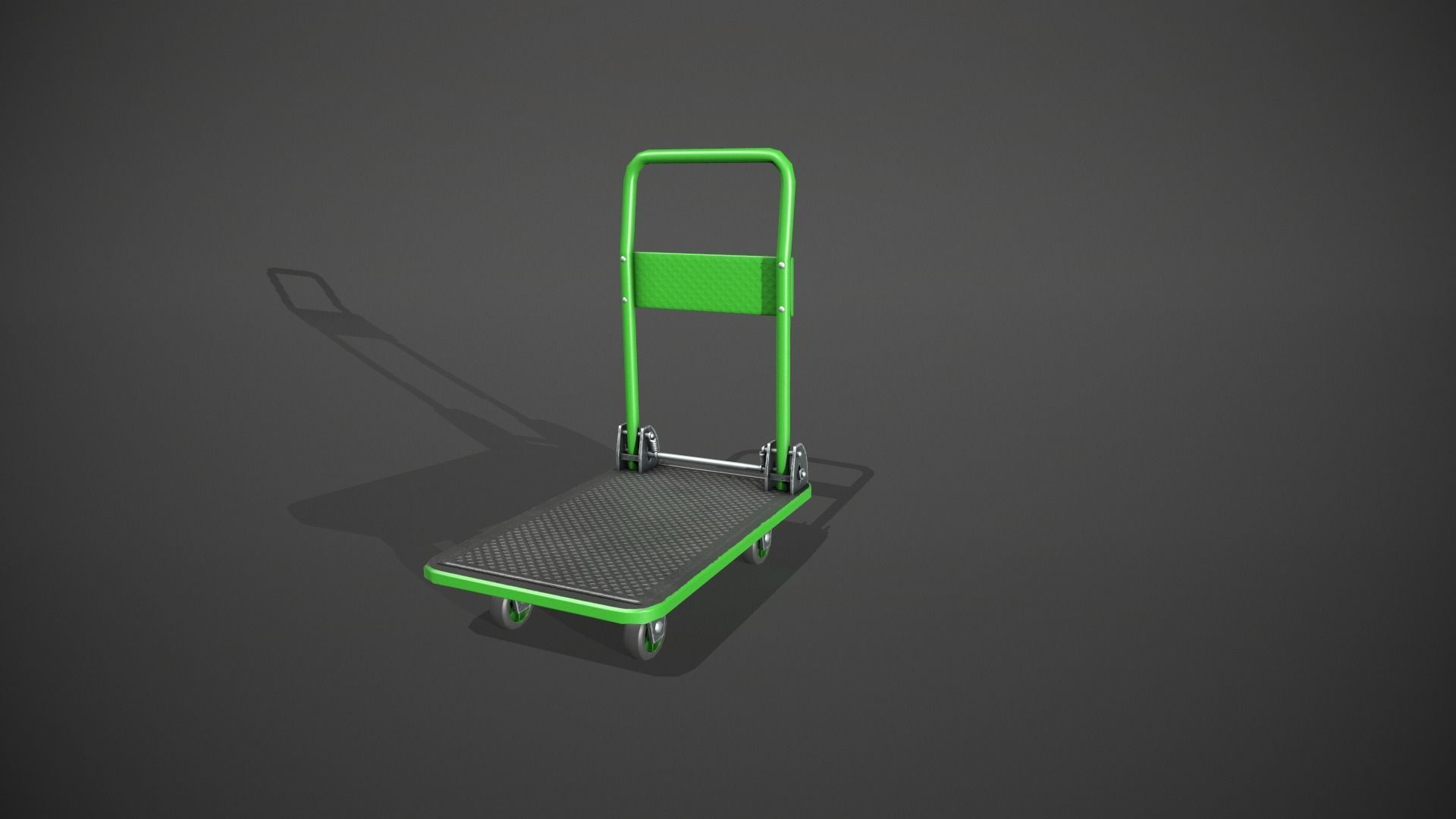 Folding Platform Truck Trolley - Green Low-poly 3D model_10