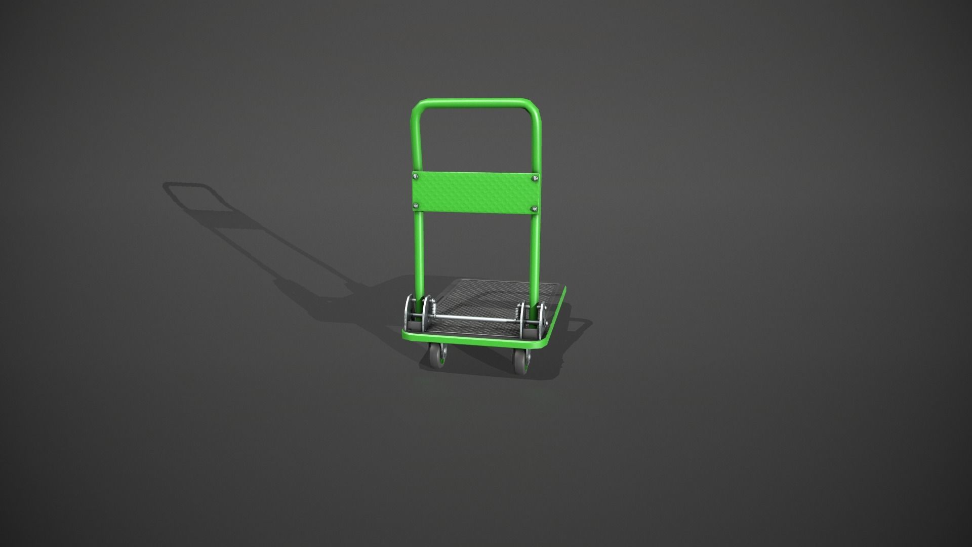 Folding Platform Truck Trolley - Green Low-poly 3D model_5