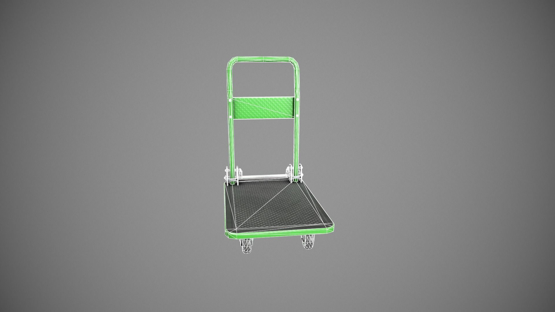 Folding Platform Truck Trolley - Green Low-poly 3D model_23