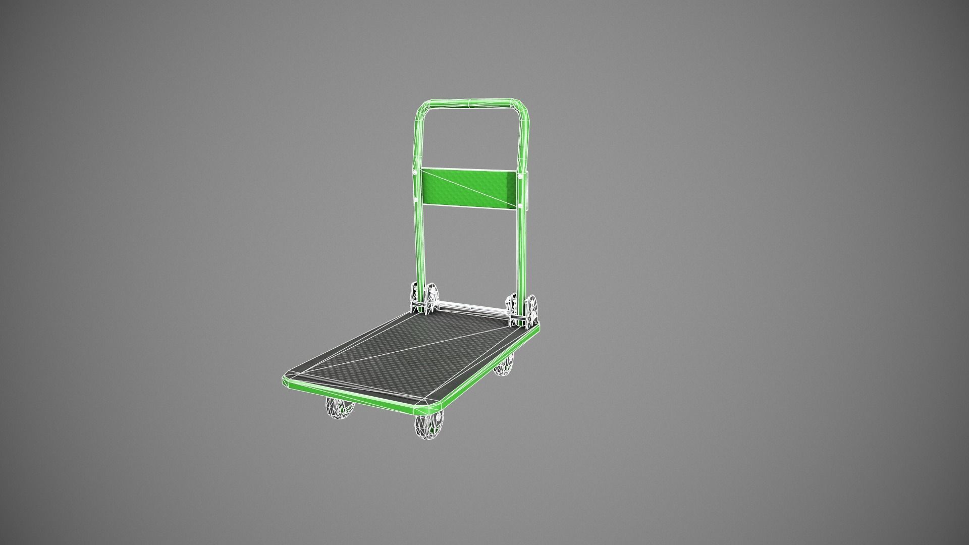 Folding Platform Truck Trolley - Green Low-poly 3D model_22