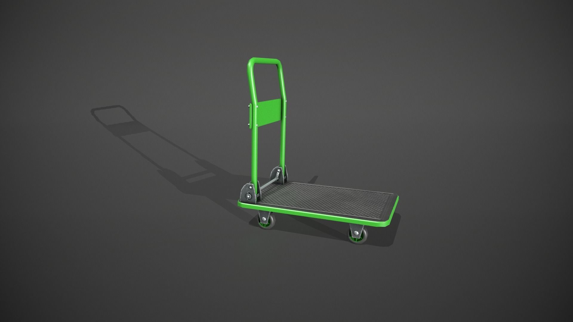 Folding Platform Truck Trolley - Green Low-poly 3D model_2