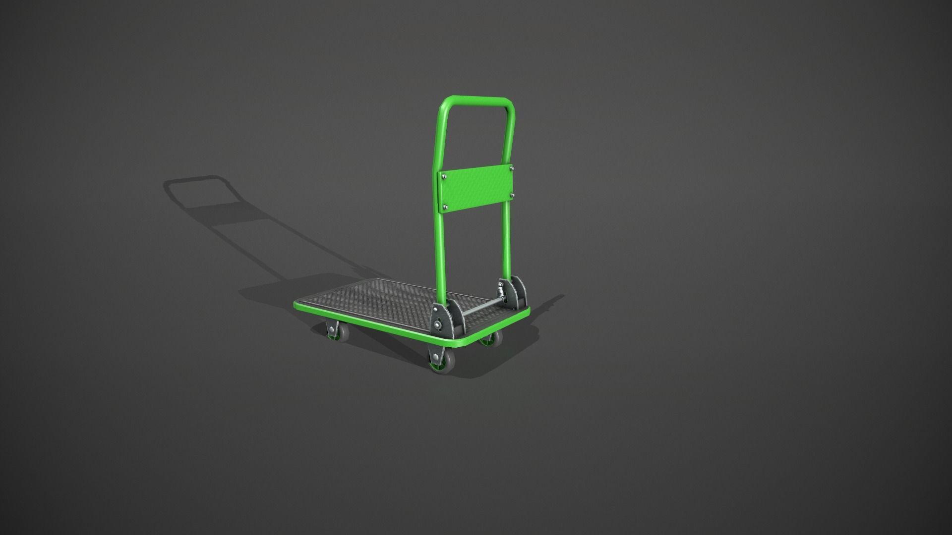 Folding Platform Truck Trolley - Green Low-poly 3D model_7