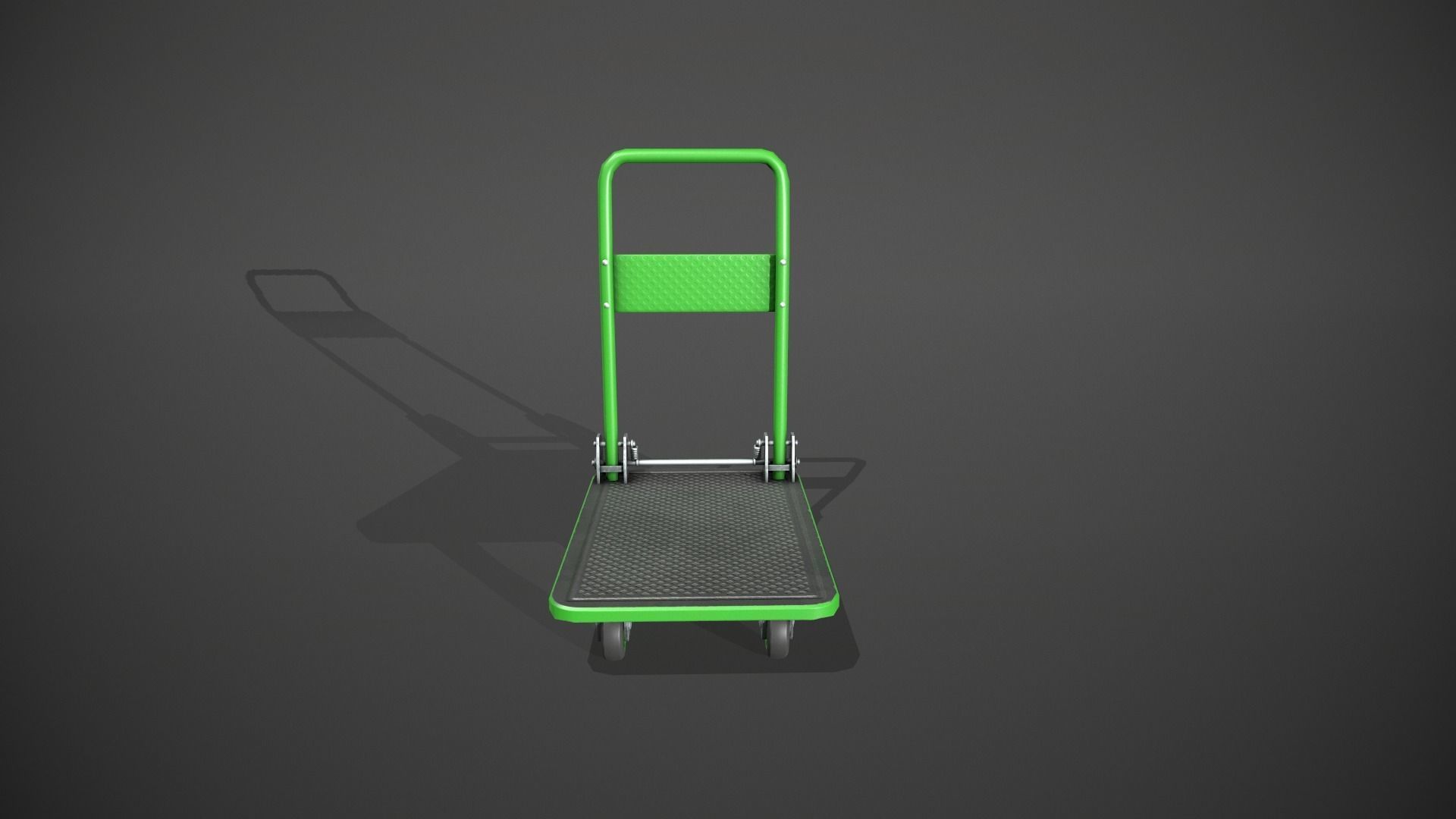 Folding Platform Truck Trolley - Green Low-poly 3D model_1