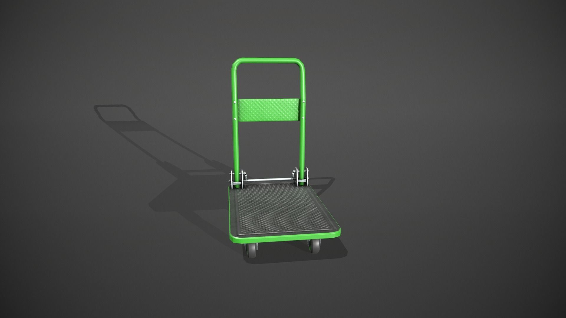 Folding Platform Truck Trolley - Green Low-poly 3D model_11