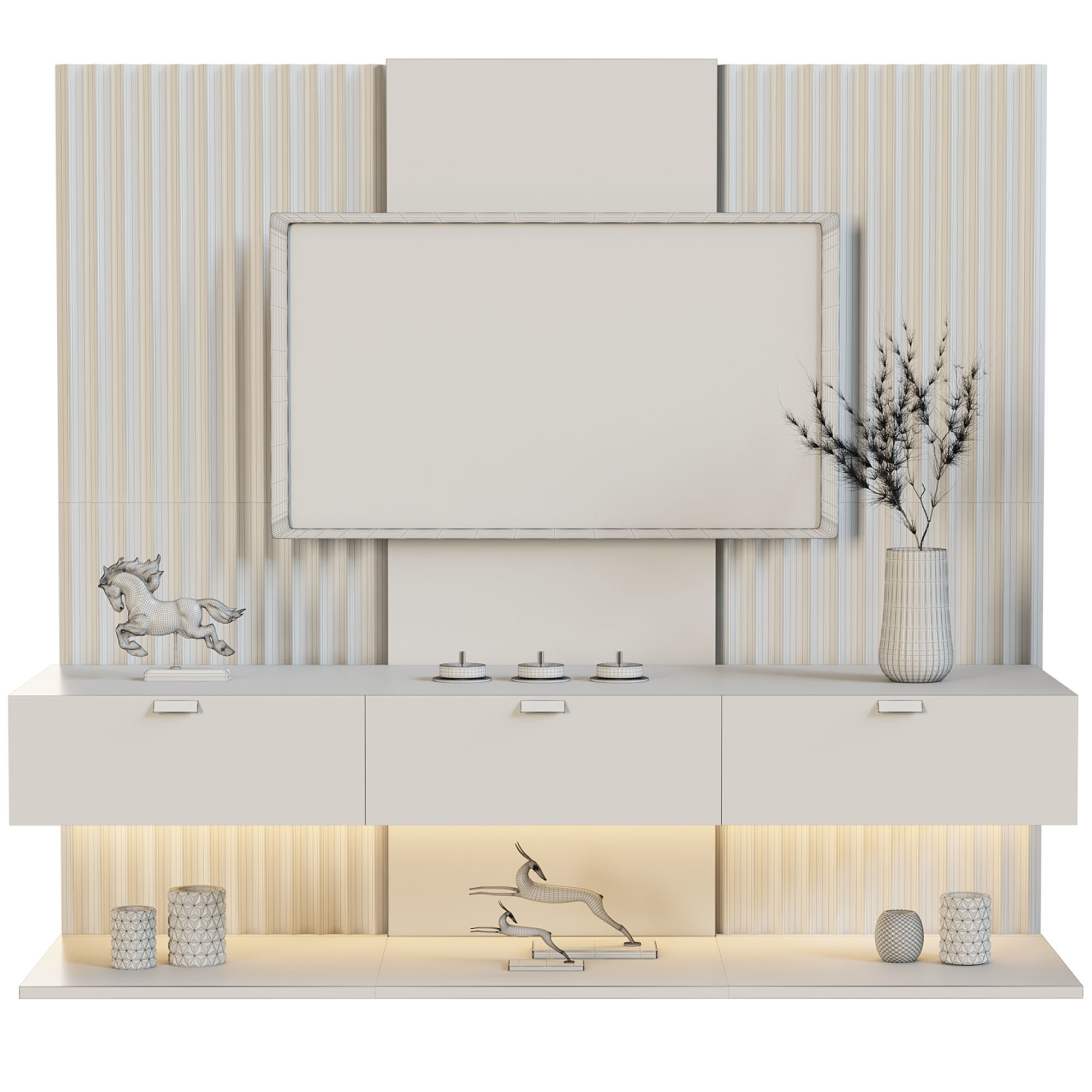 tv wall 21 3D model_2