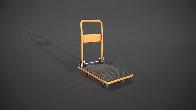 Folding Platform Truck - Trolley - Orange Low-poly 3D model