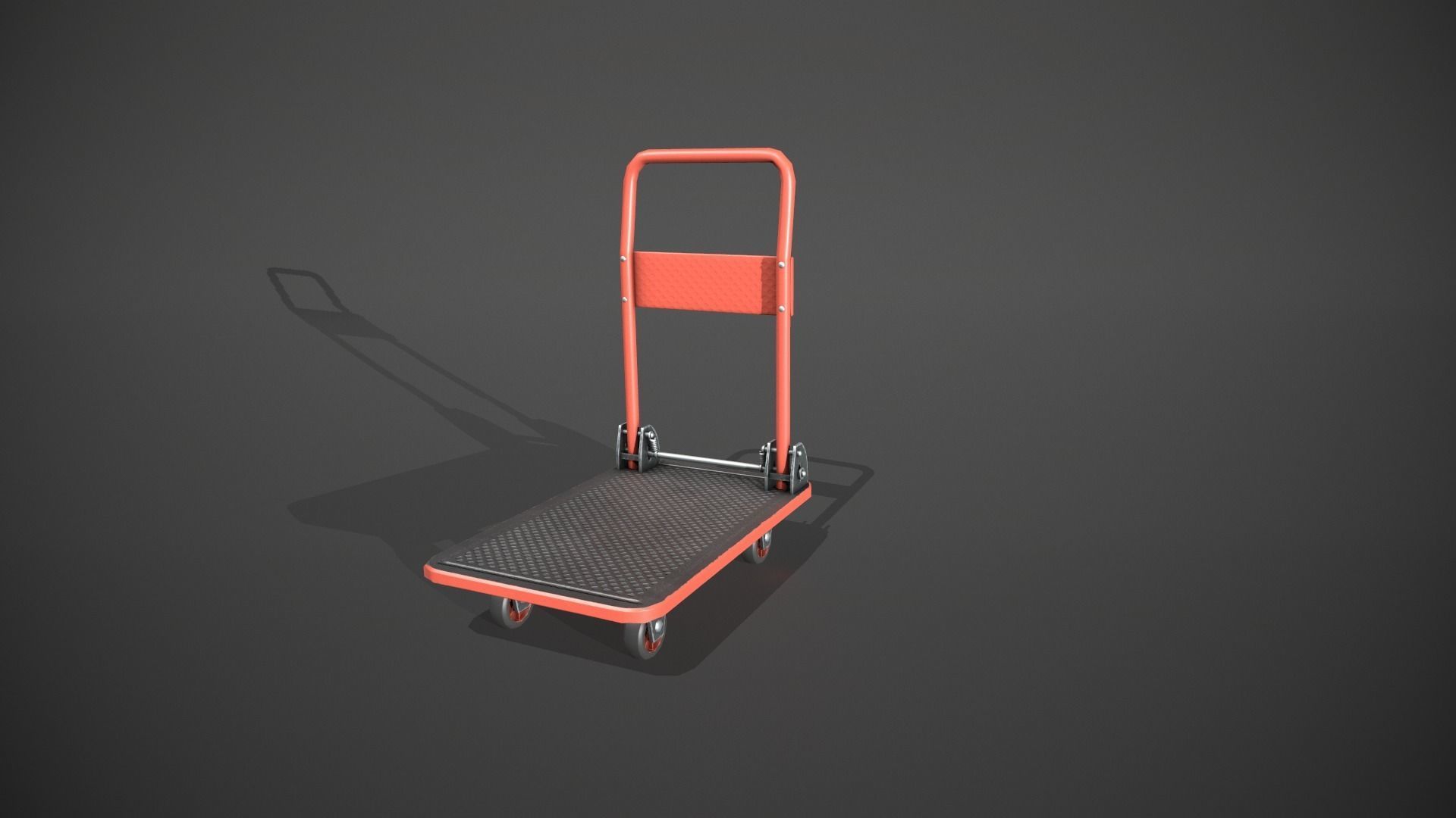 Folding Platform Truck - Trolley - Red Low-poly 3D model_10