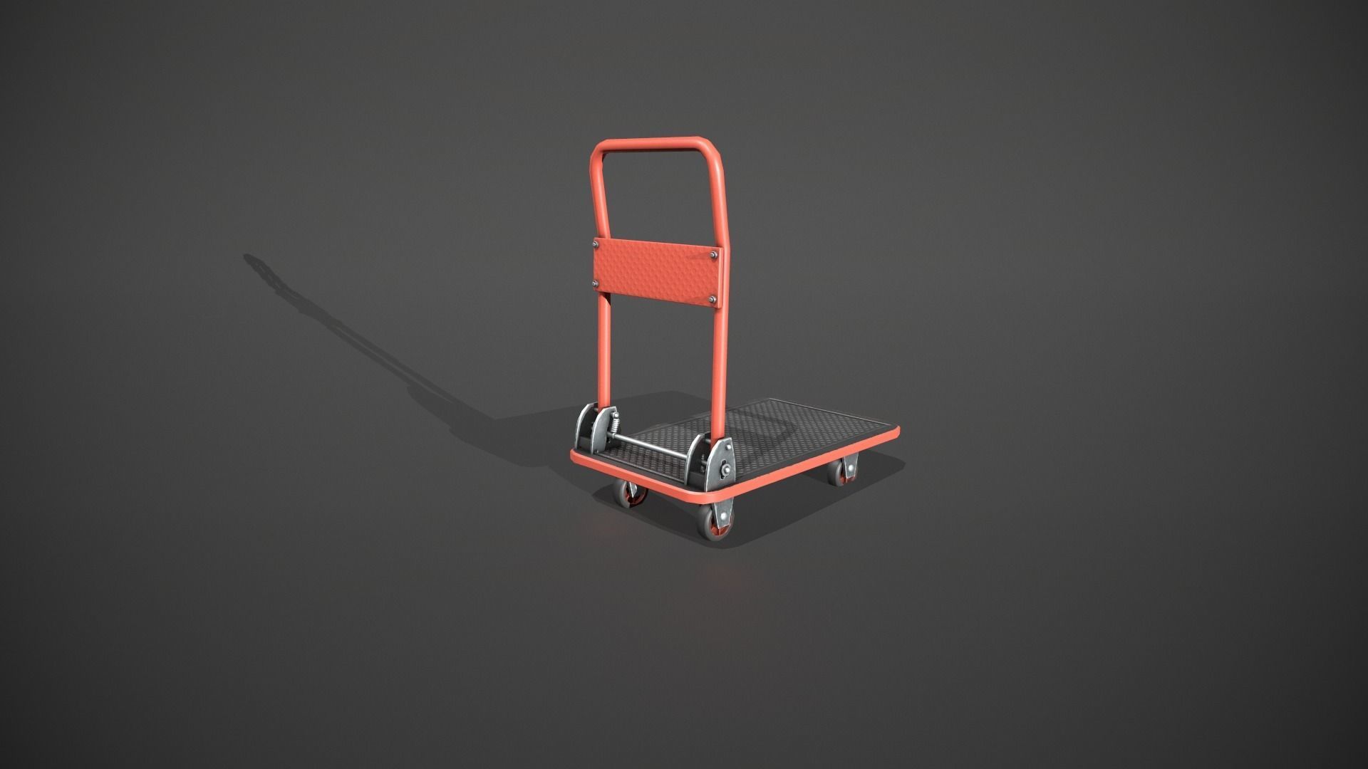Folding Platform Truck - Trolley - Red Low-poly 3D model_4