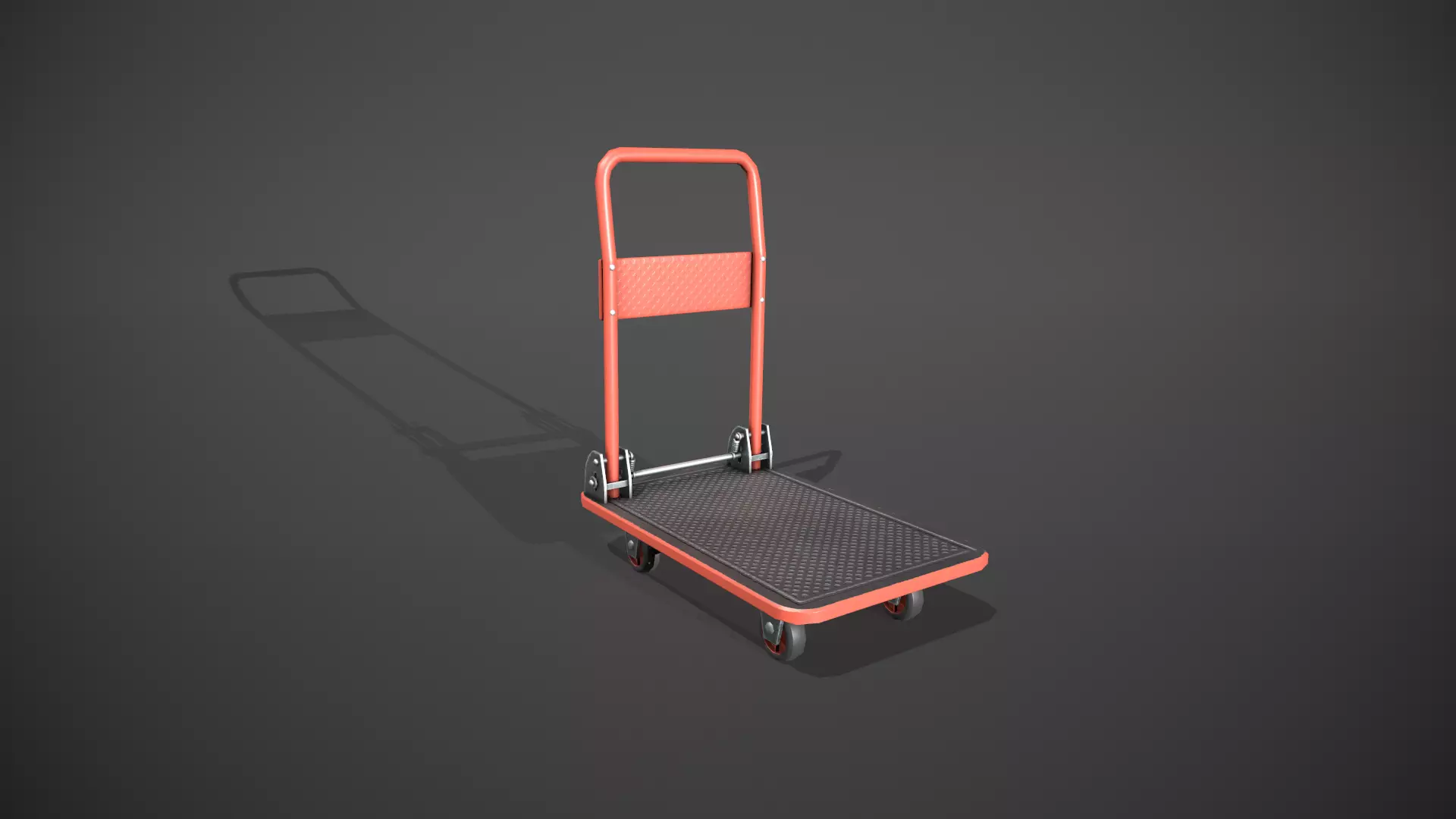 Folding Platform Truck - Trolley - Red Low-poly 3D model_0