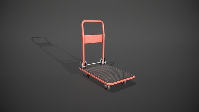 Folding Platform Truck - Trolley - Red Low-poly 3D model